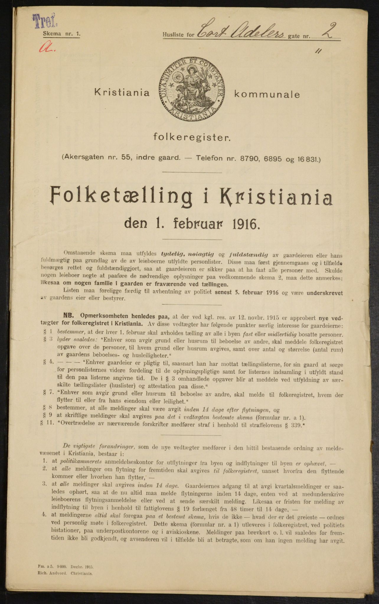 OBA, Municipal Census 1916 for Kristiania, 1916, p. 13659