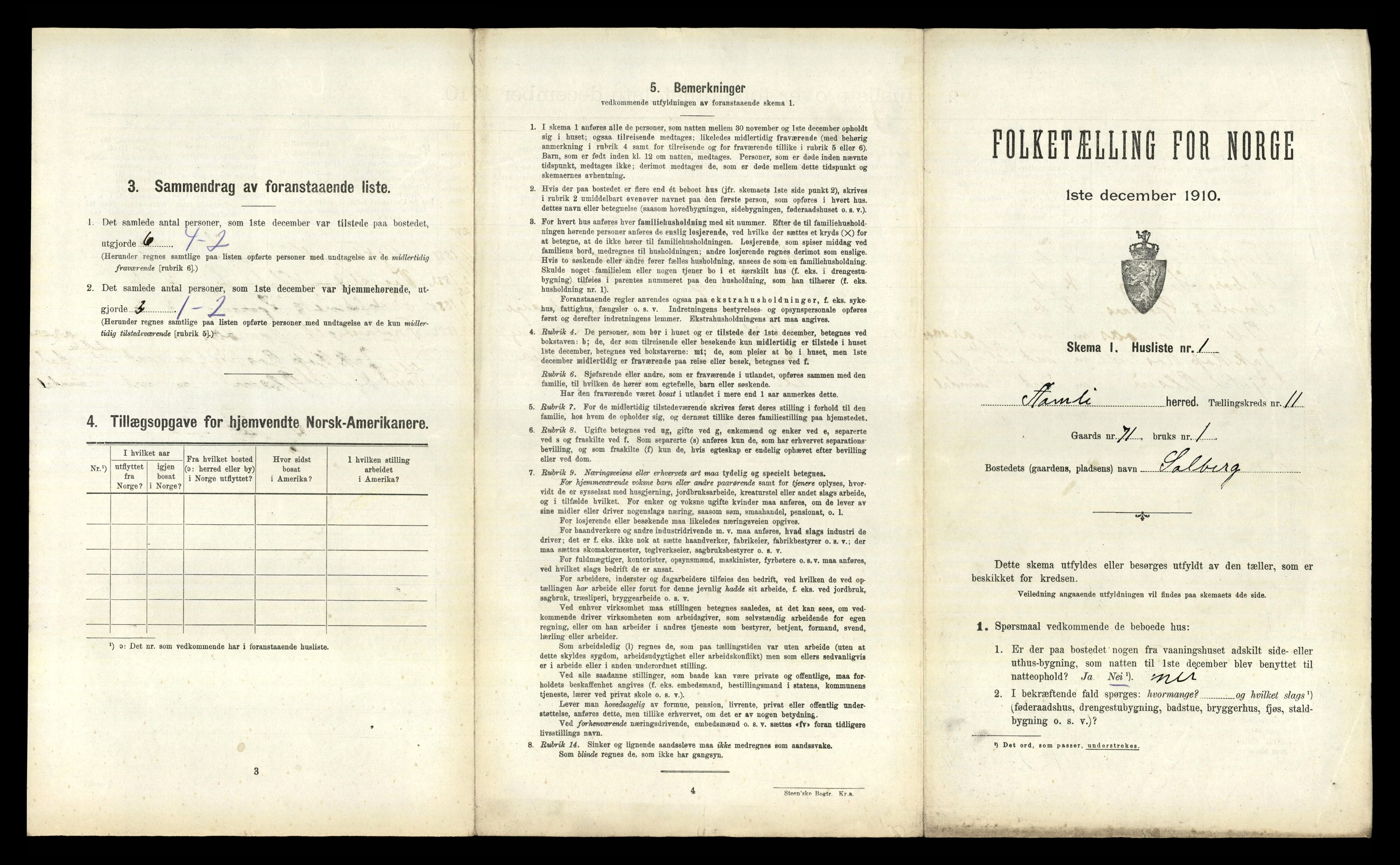 RA, 1910 census for Åmli, 1910, p. 603