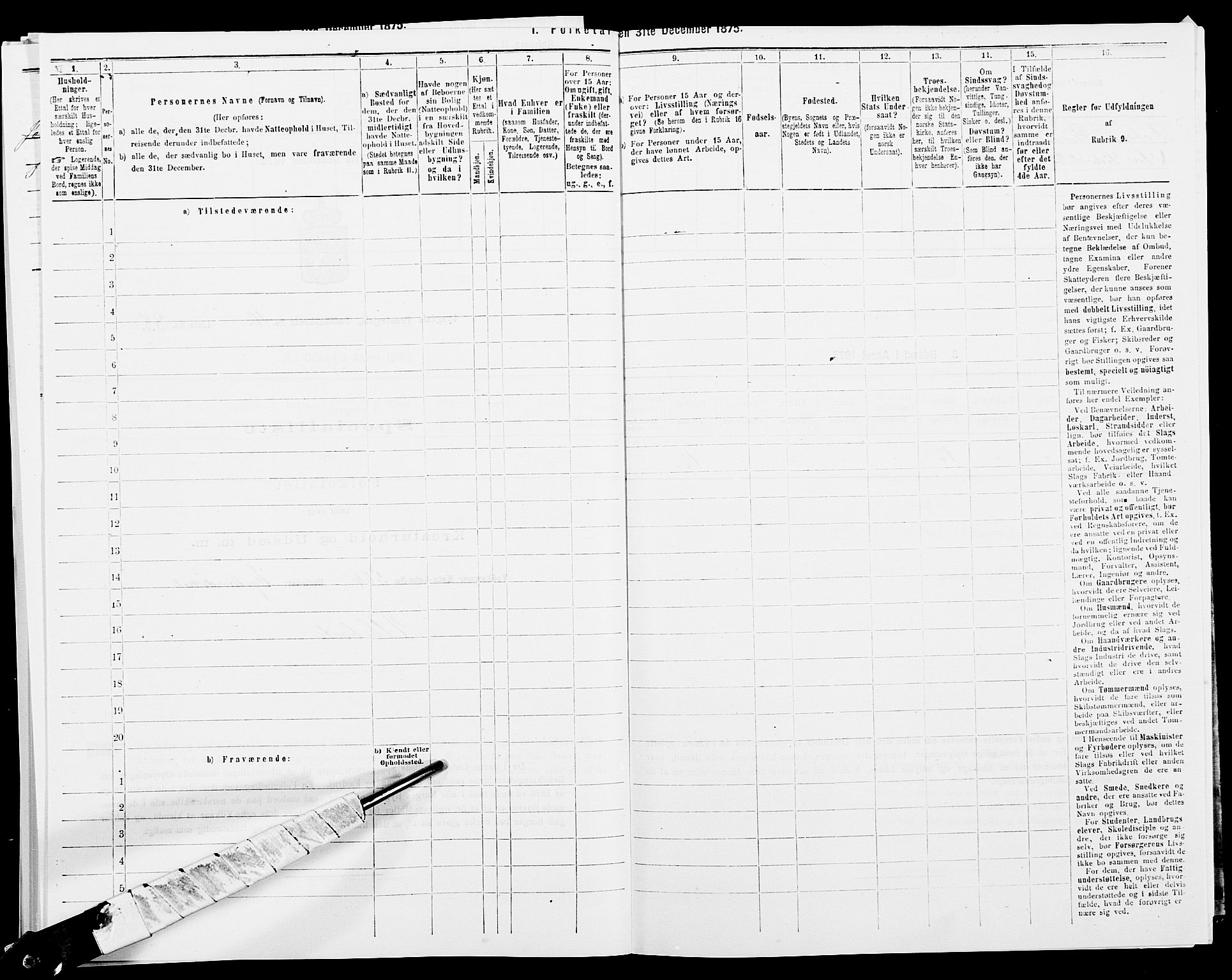 SAK, 1875 census for 1032P Lyngdal, 1875, p. 1697