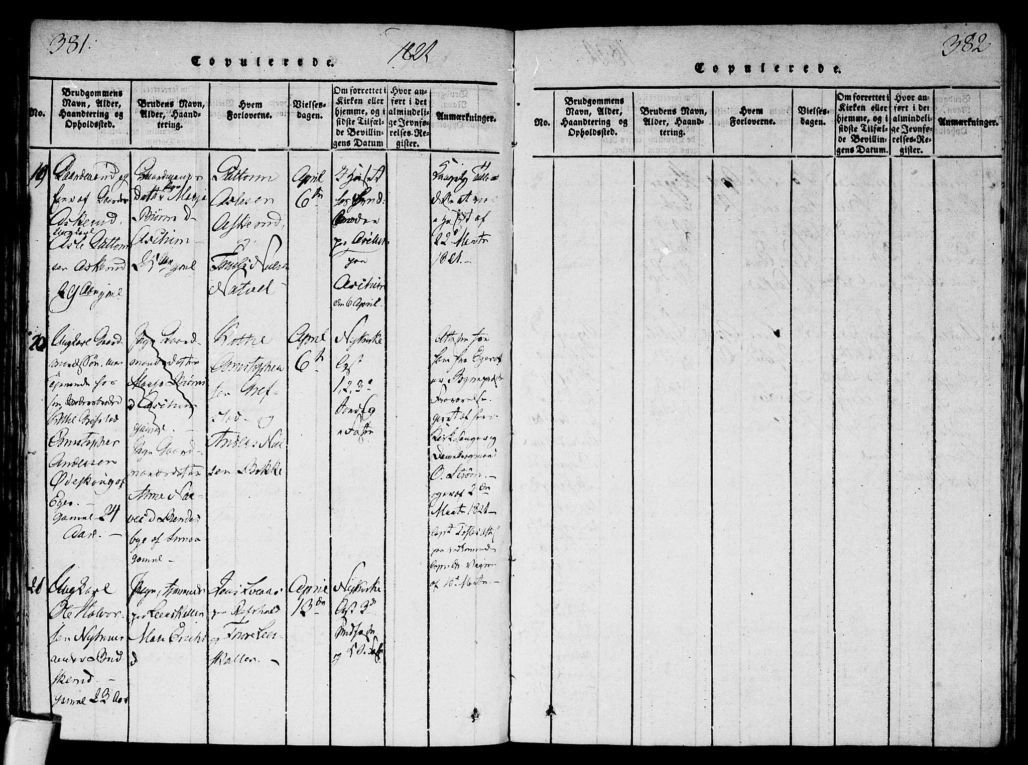 Modum kirkebøker, SAKO/A-234/F/Fa/L0004: Parish register (official) no. 4, 1818-1824, p. 381-382