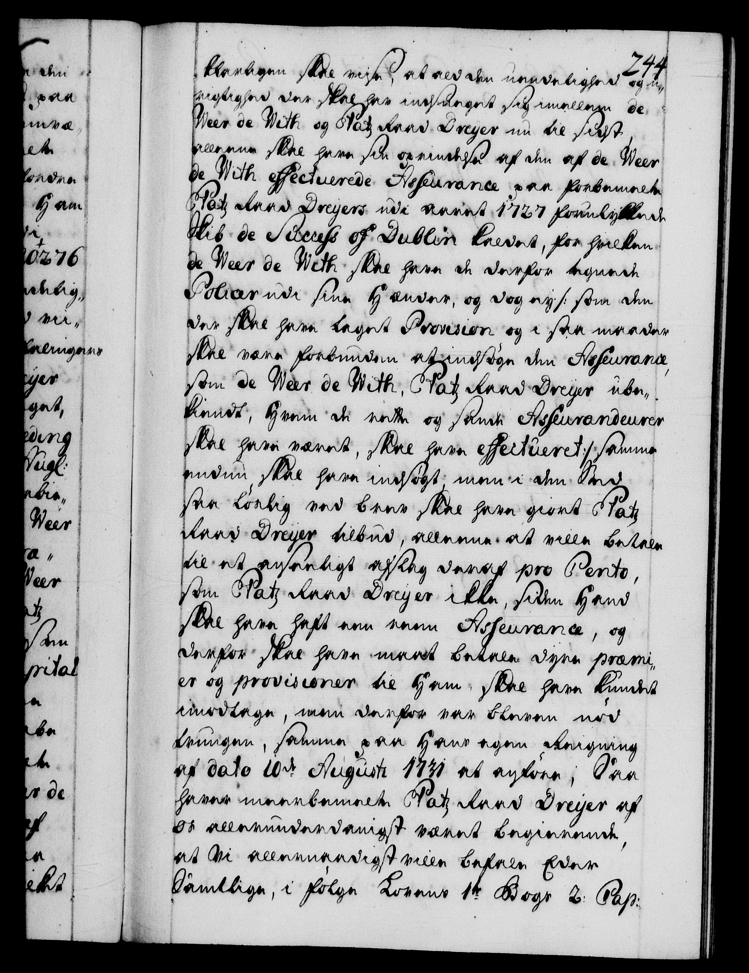 Danske Kanselli 1572-1799, AV/RA-EA-3023/F/Fc/Fca/Fcab/L0026: Norske tegnelser, 1734-1735, p. 244a