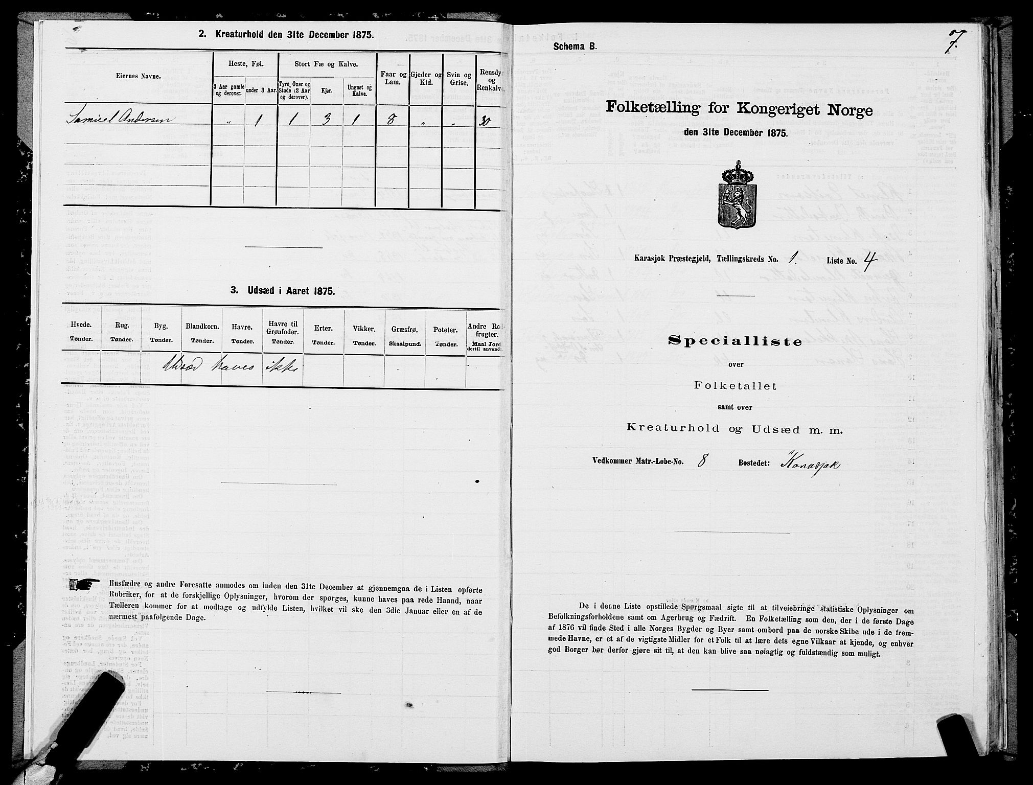 SATØ, 1875 census for 2021P Karasjok, 1875, p. 1007