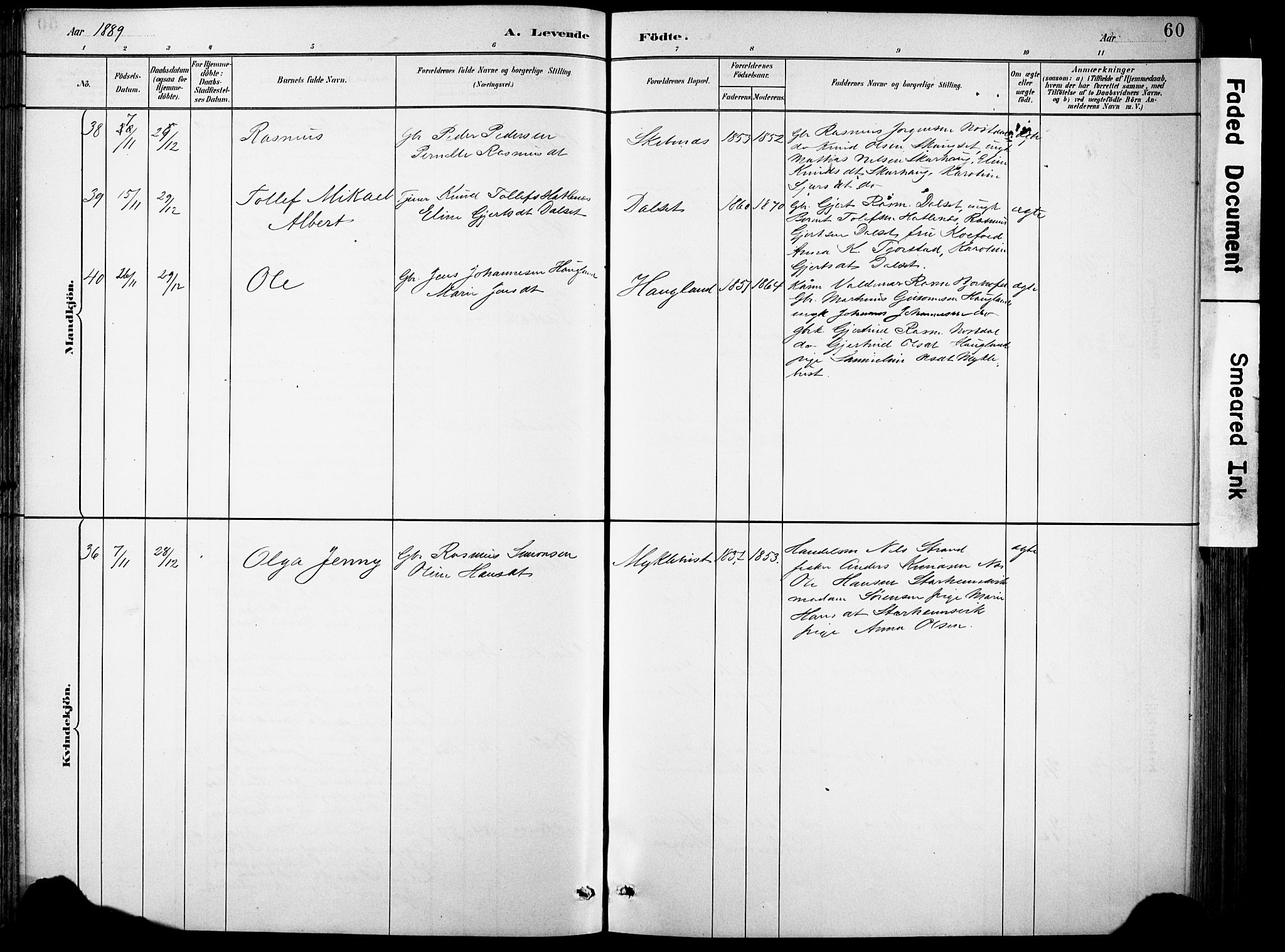 Eid sokneprestembete, SAB/A-82301/H/Hab/Habb/L0002: Parish register (copy) no. B 2, 1882-1907, p. 60
