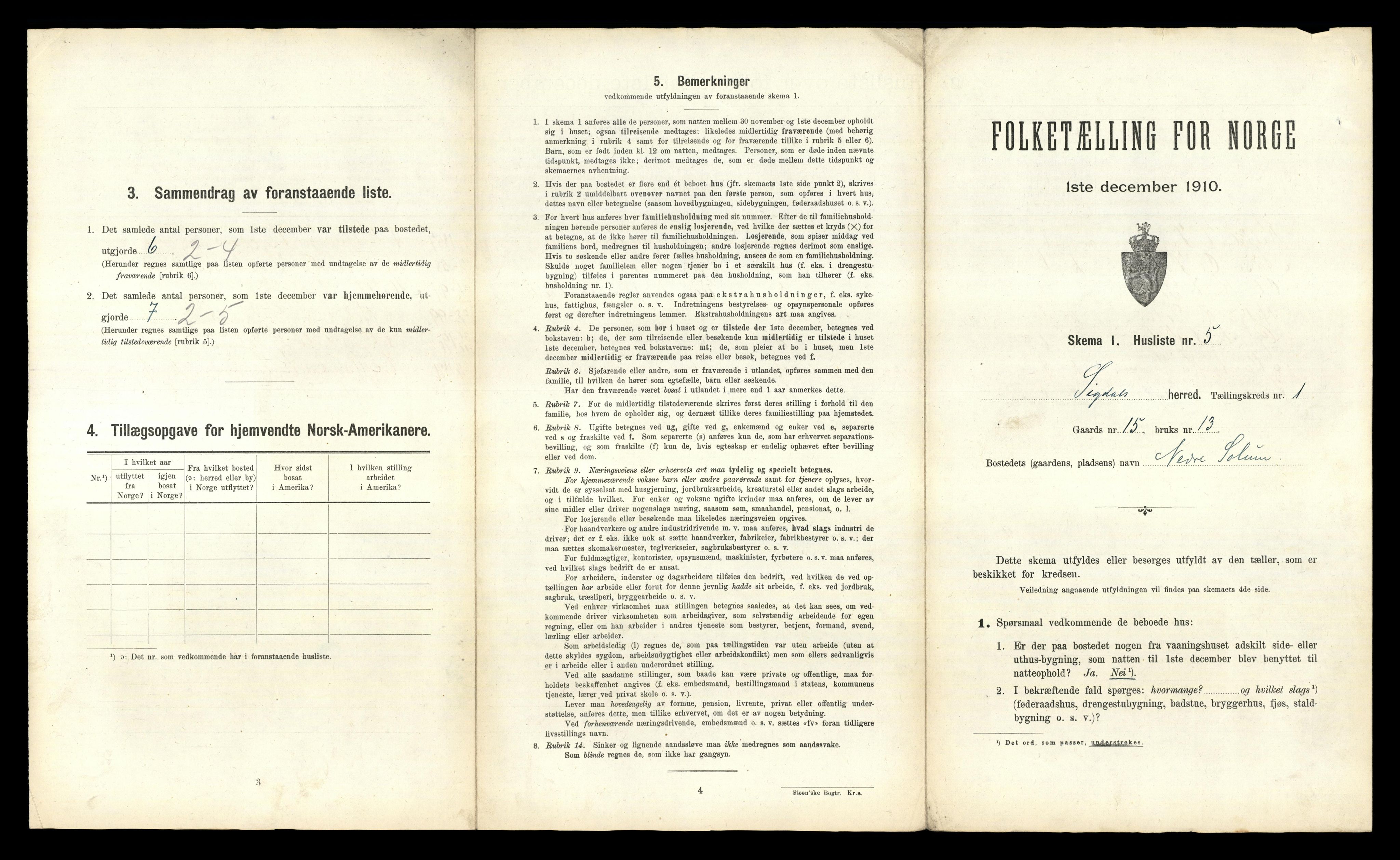 RA, 1910 census for Sigdal, 1910, p. 58