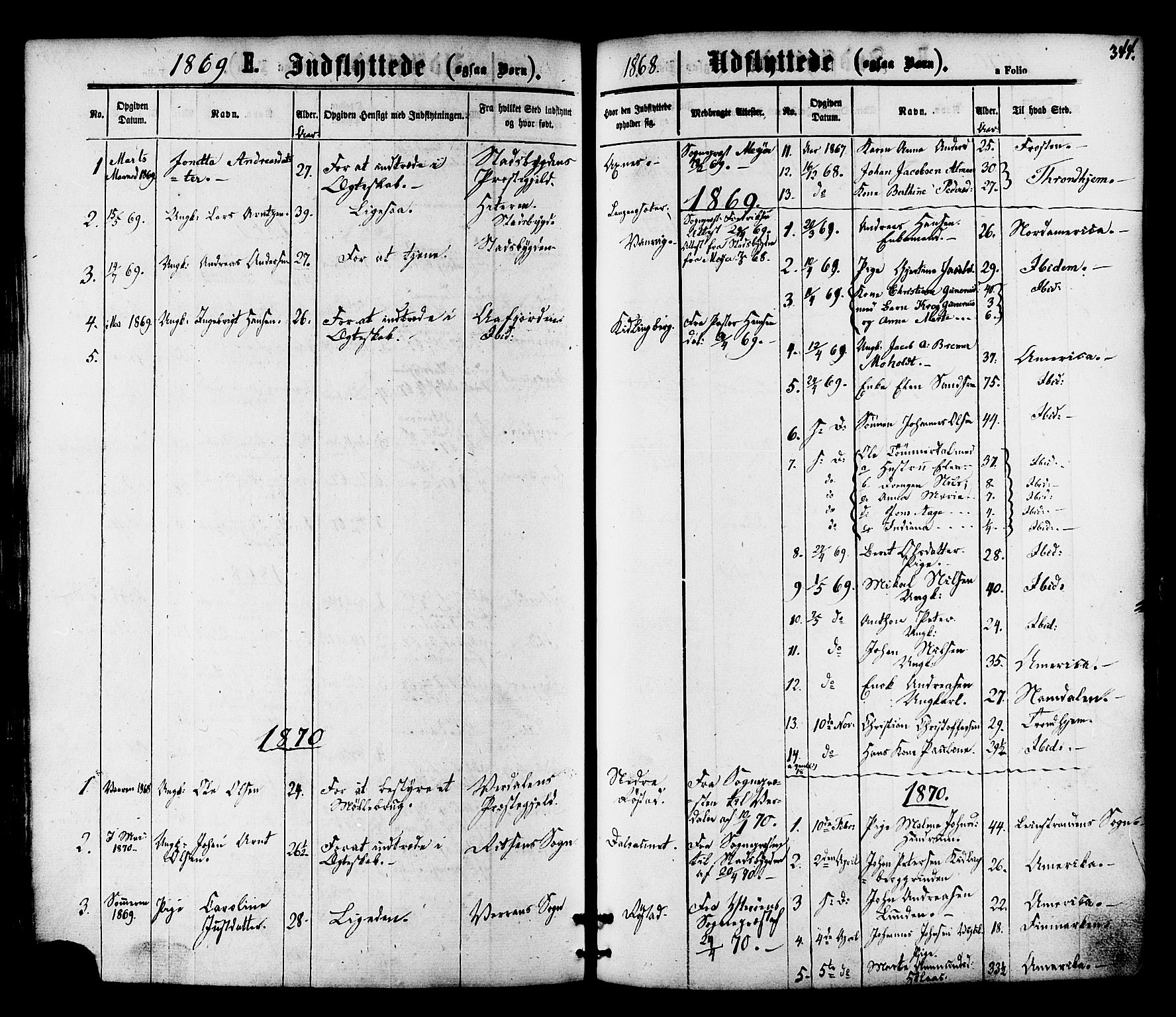 Ministerialprotokoller, klokkerbøker og fødselsregistre - Nord-Trøndelag, SAT/A-1458/701/L0009: Parish register (official) no. 701A09 /1, 1864-1882, p. 344