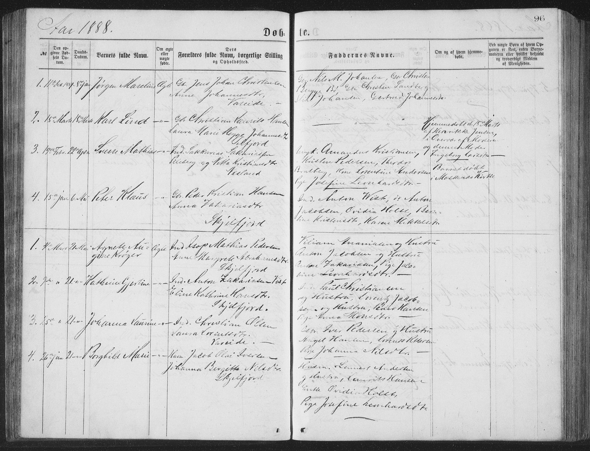 Ministerialprotokoller, klokkerbøker og fødselsregistre - Nordland, AV/SAT-A-1459/885/L1213: Parish register (copy) no. 885C02, 1874-1892, p. 96