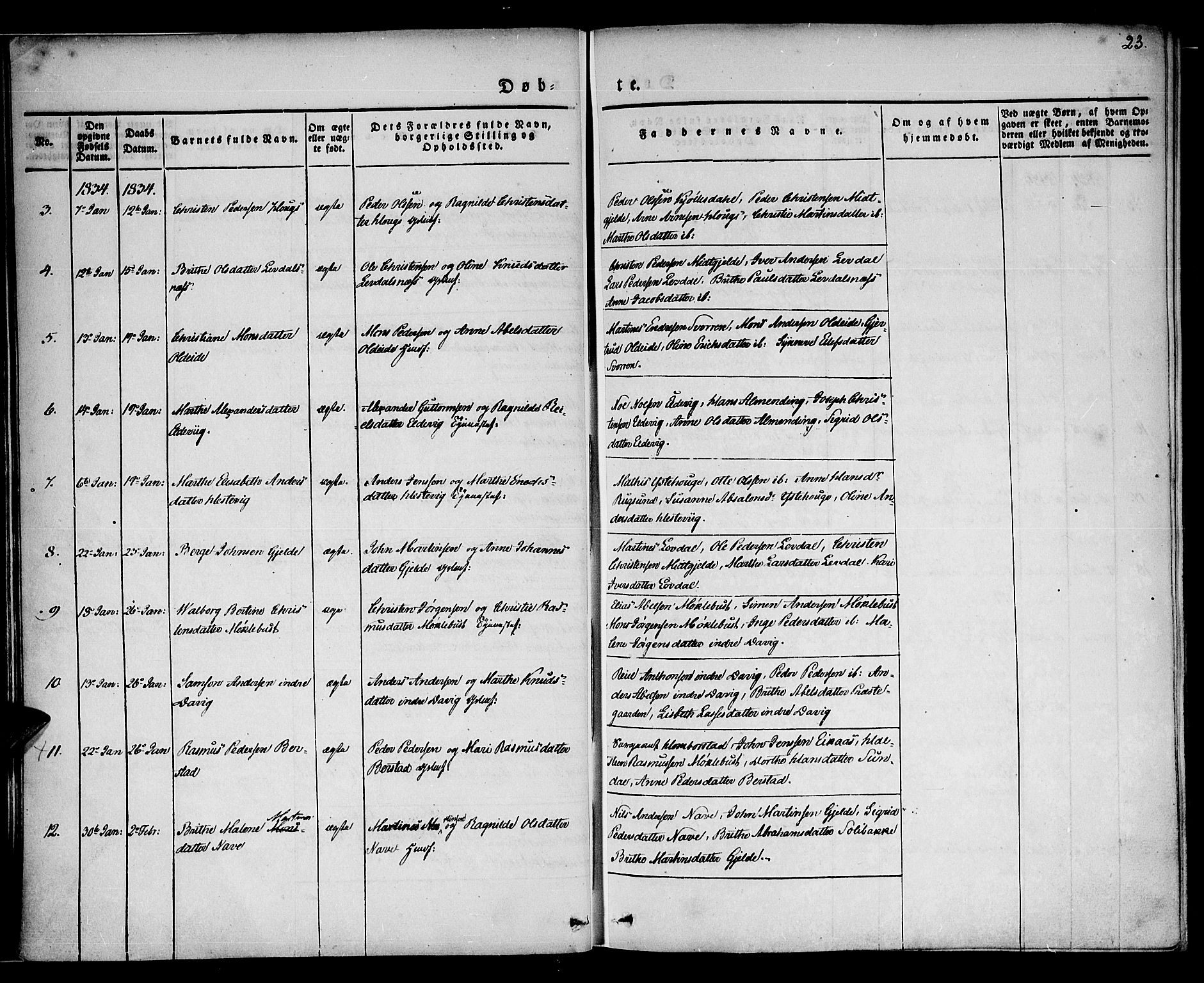 Davik sokneprestembete, AV/SAB-A-79701/H/Haa/Haaa/L0004: Parish register (official) no. A 4, 1830-1849, p. 23