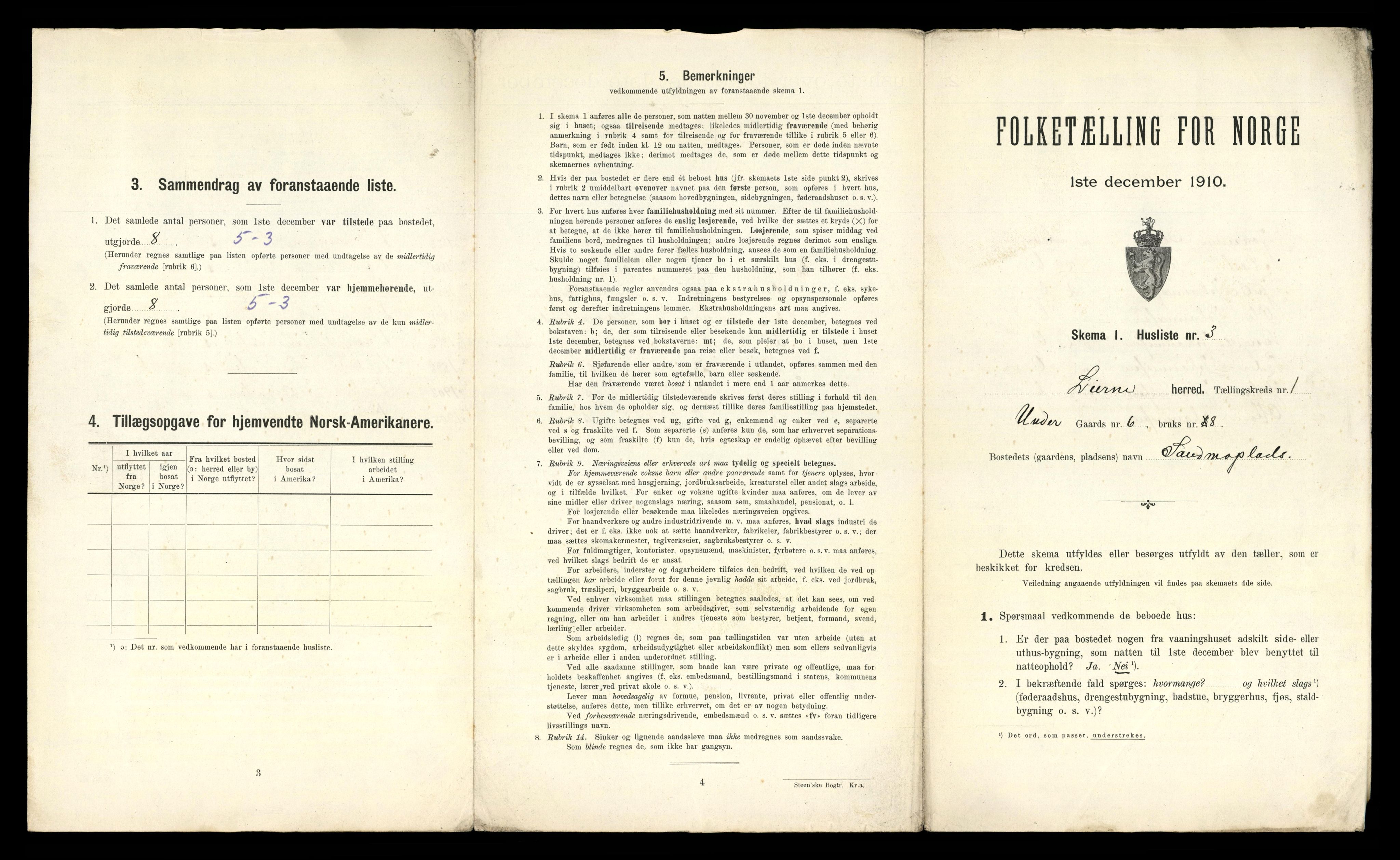 RA, 1910 census for Lierne, 1910, p. 27