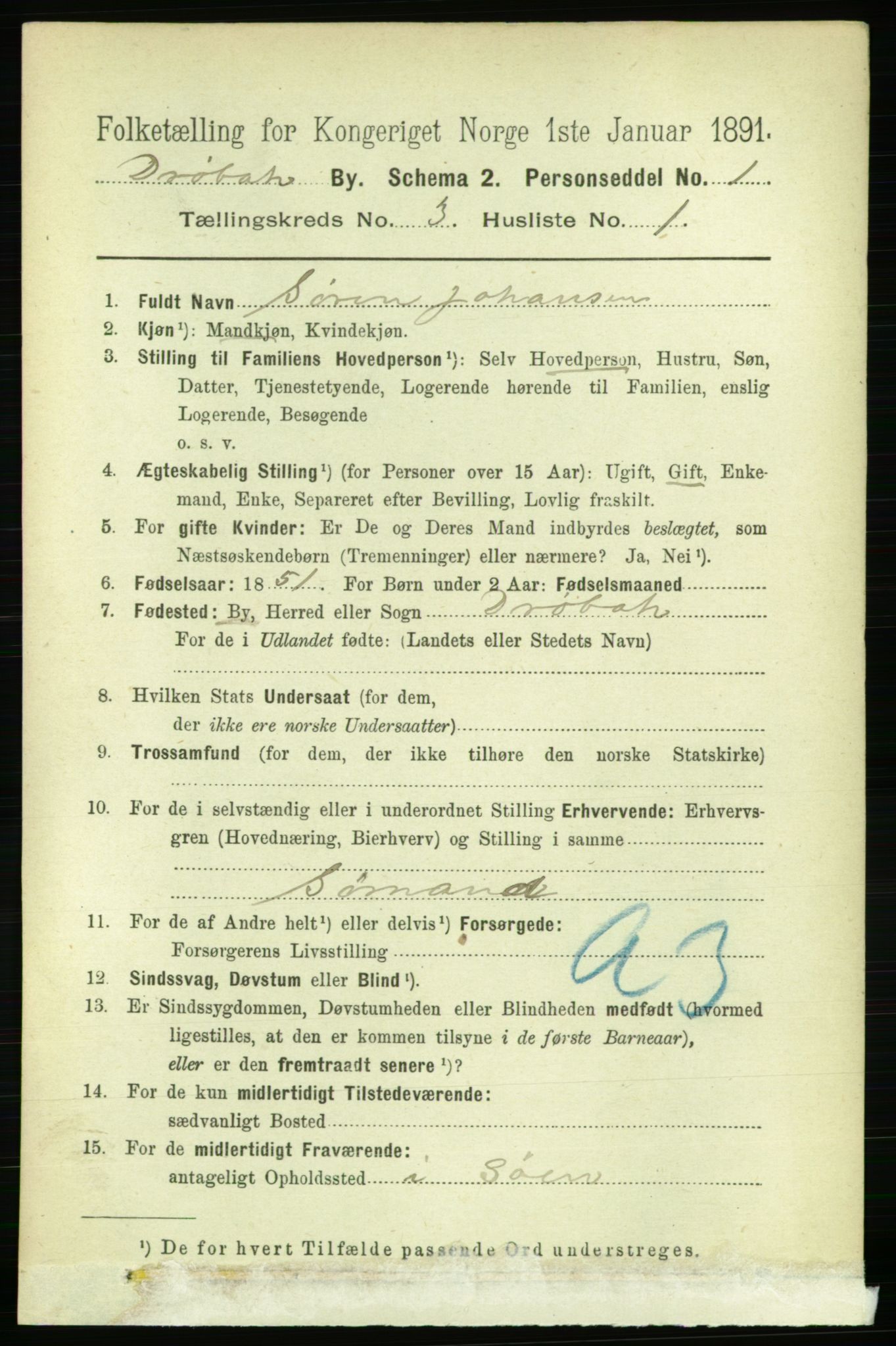 RA, 1891 census for 0203 Drøbak, 1891, p. 1882