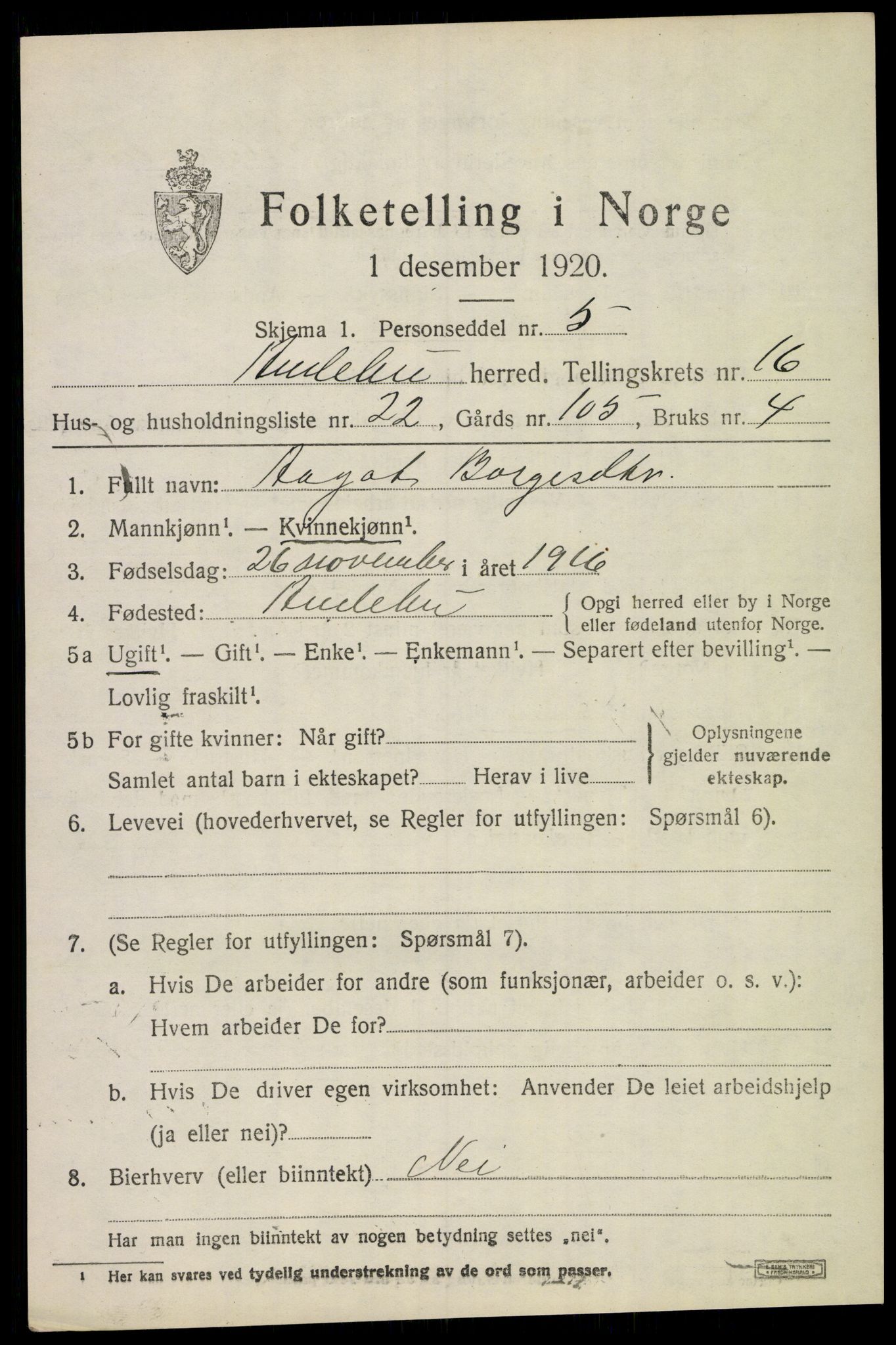 SAKO, 1920 census for Andebu, 1920, p. 5712