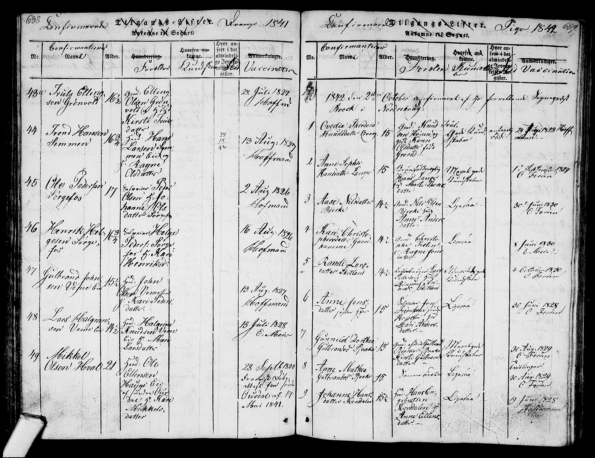 Norderhov kirkebøker, SAKO/A-237/G/Ga/L0003: Parish register (copy) no. I 3 /1, 1814-1876, p. 638-639