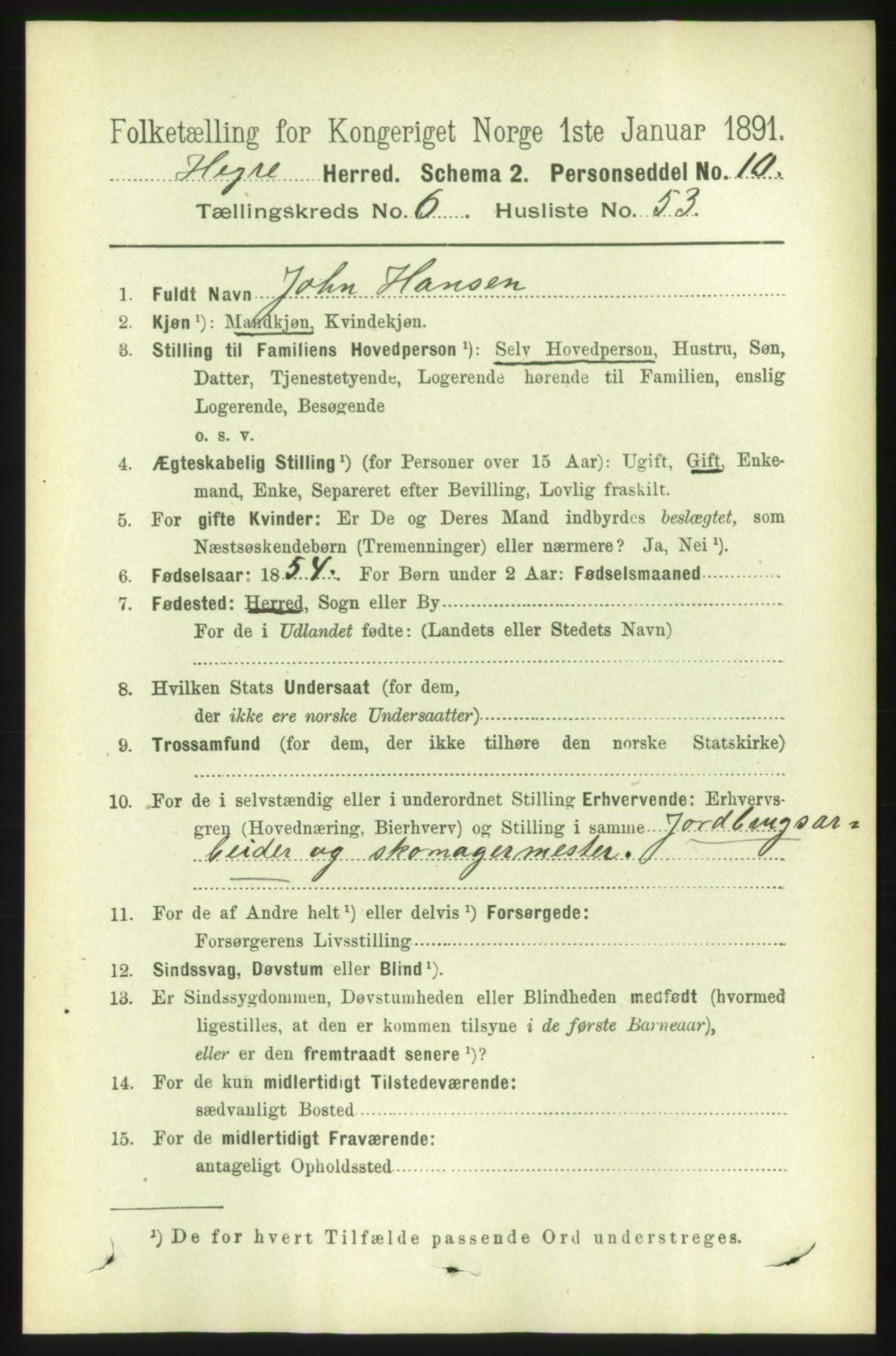 RA, 1891 census for 1712 Hegra, 1891, p. 2701