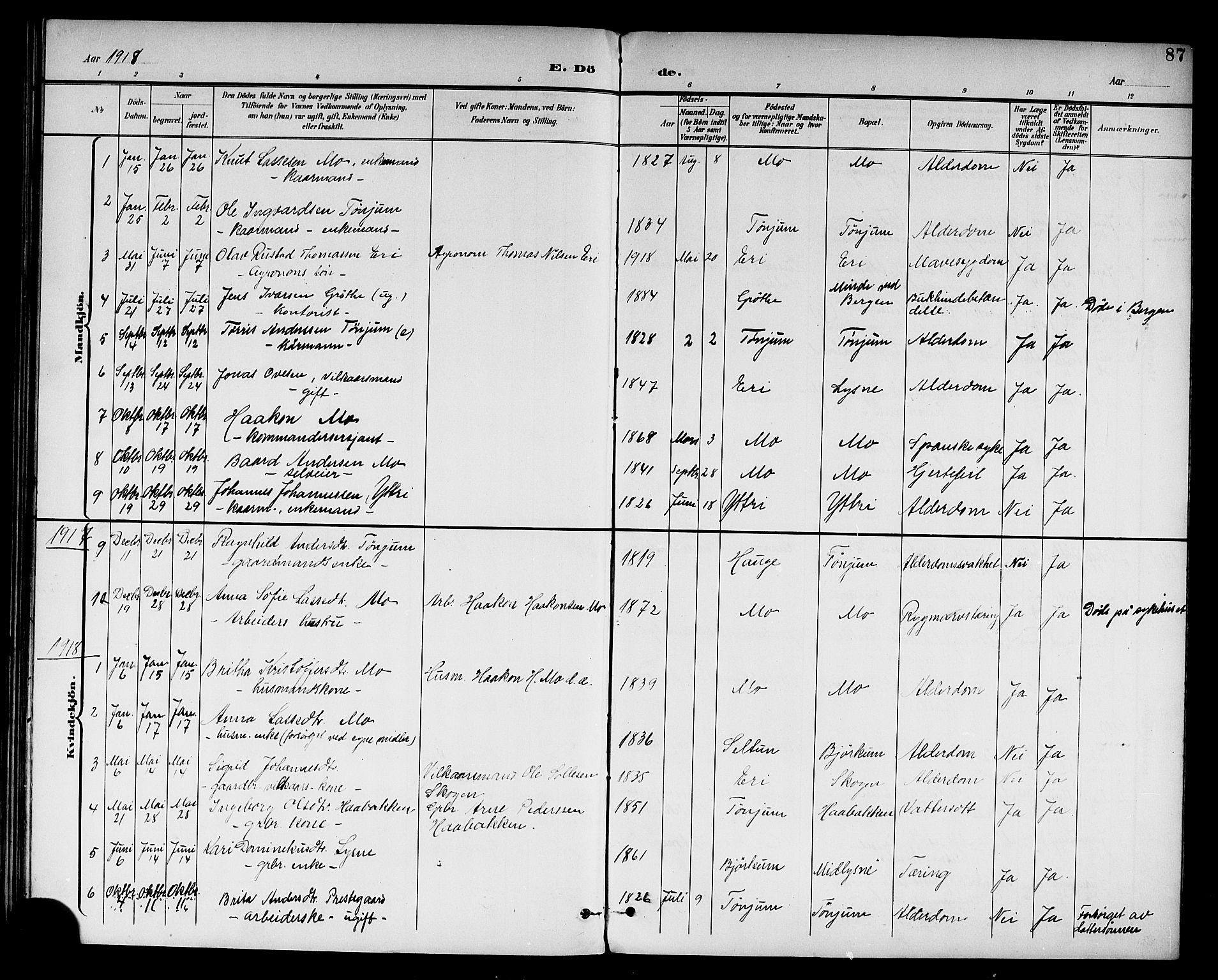 Lærdal sokneprestembete, AV/SAB-A-81201: Parish register (copy) no. A 1, 1897-1920, p. 87