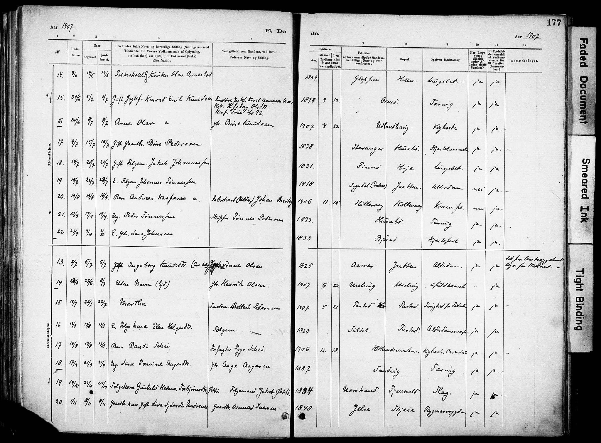 Hetland sokneprestkontor, AV/SAST-A-101826/30/30BA/L0012: Parish register (official) no. A 12, 1882-1912, p. 177