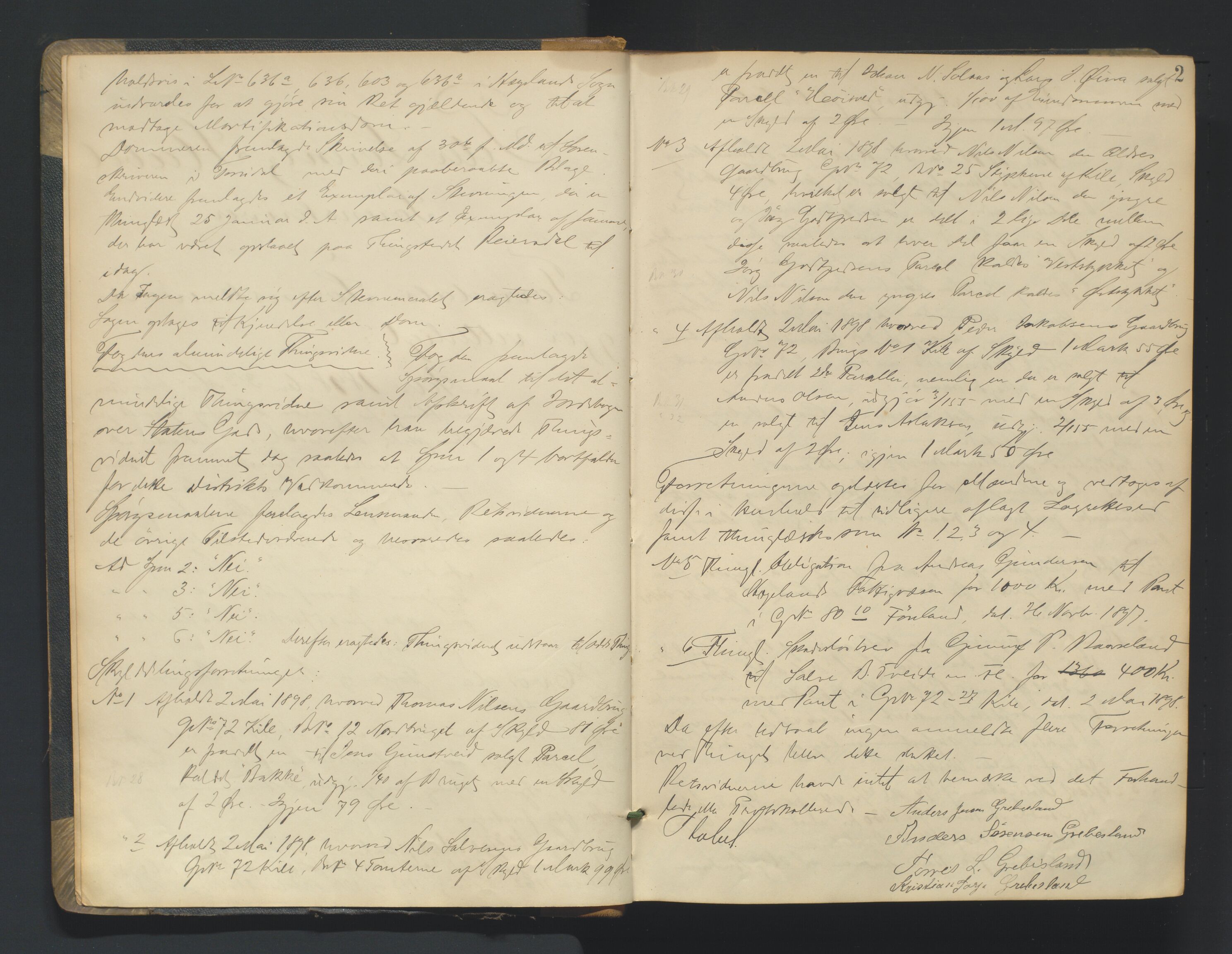Torridal sorenskriveri, AV/SAK-1221-0012/F/Fa/L0006: Tingbok nr. 6, 1898-1901, p. 1b-2a