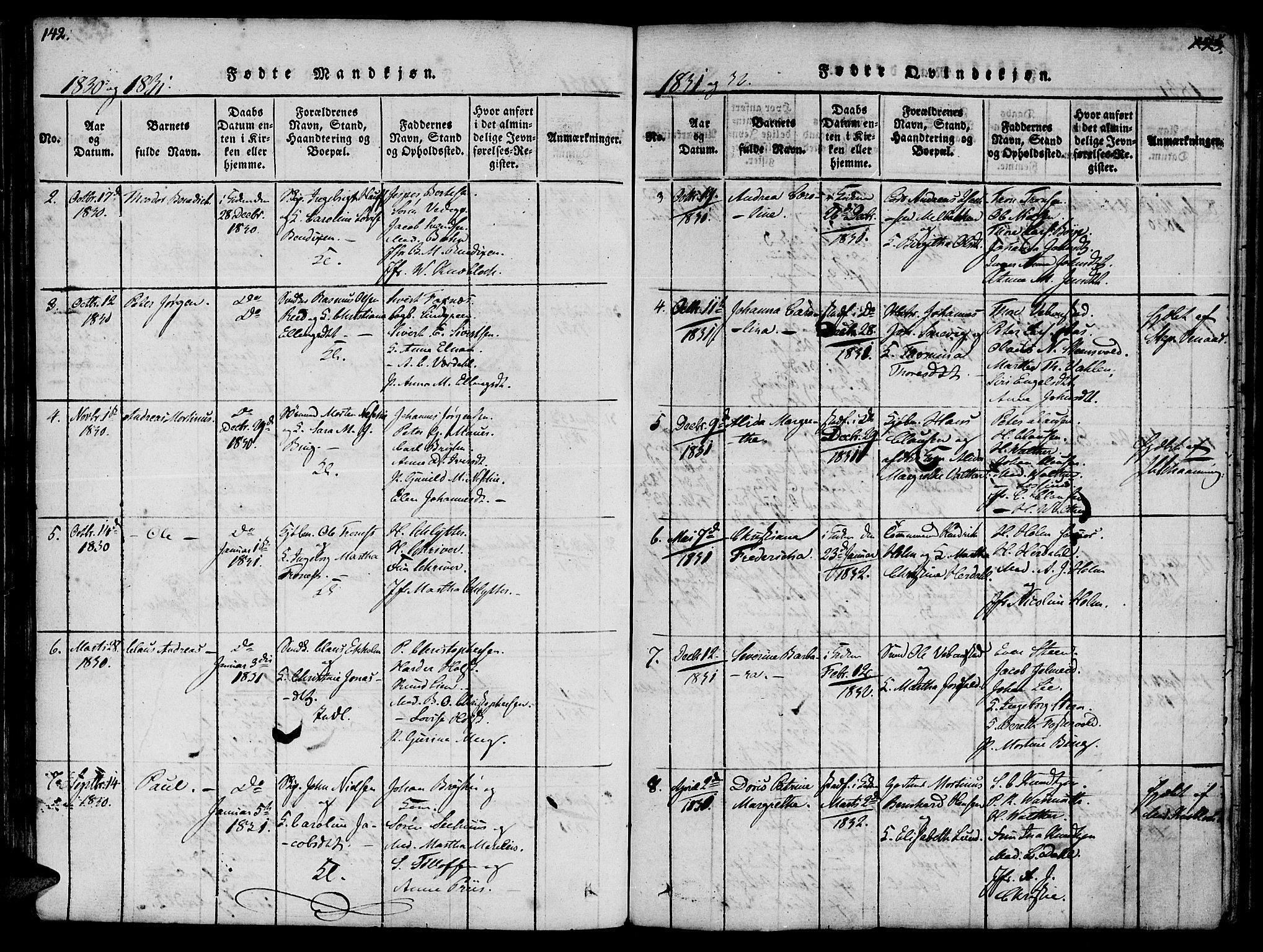 Ministerialprotokoller, klokkerbøker og fødselsregistre - Møre og Romsdal, AV/SAT-A-1454/572/L0842: Parish register (official) no. 572A05, 1819-1832, p. 142-143