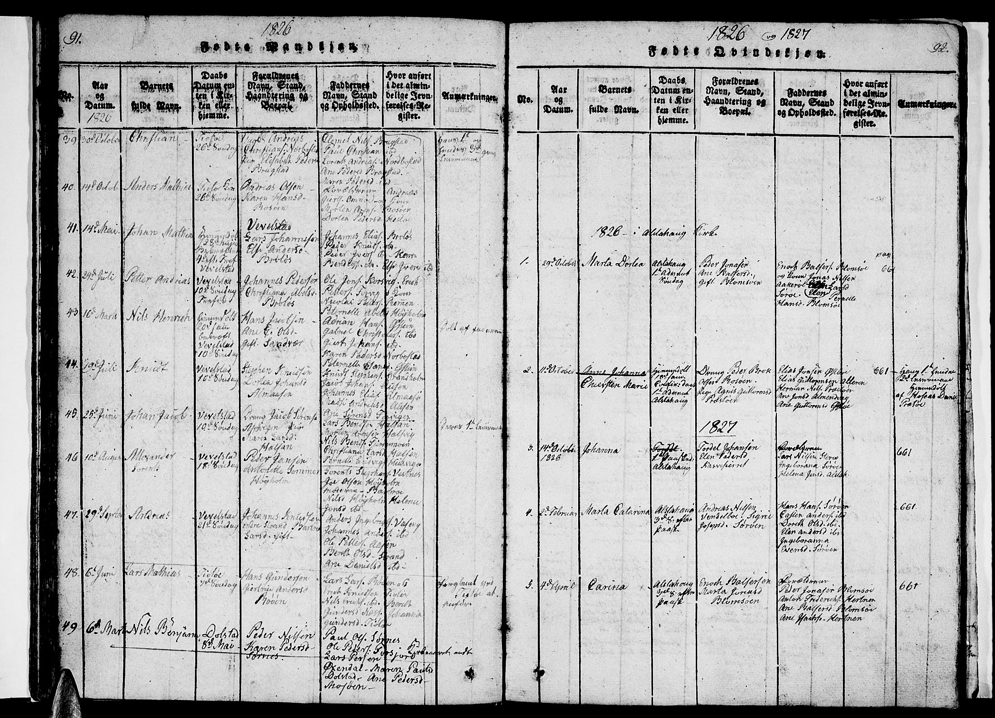 Ministerialprotokoller, klokkerbøker og fødselsregistre - Nordland, AV/SAT-A-1459/830/L0457: Parish register (copy) no. 830C01 /1, 1820-1842, p. 91-92