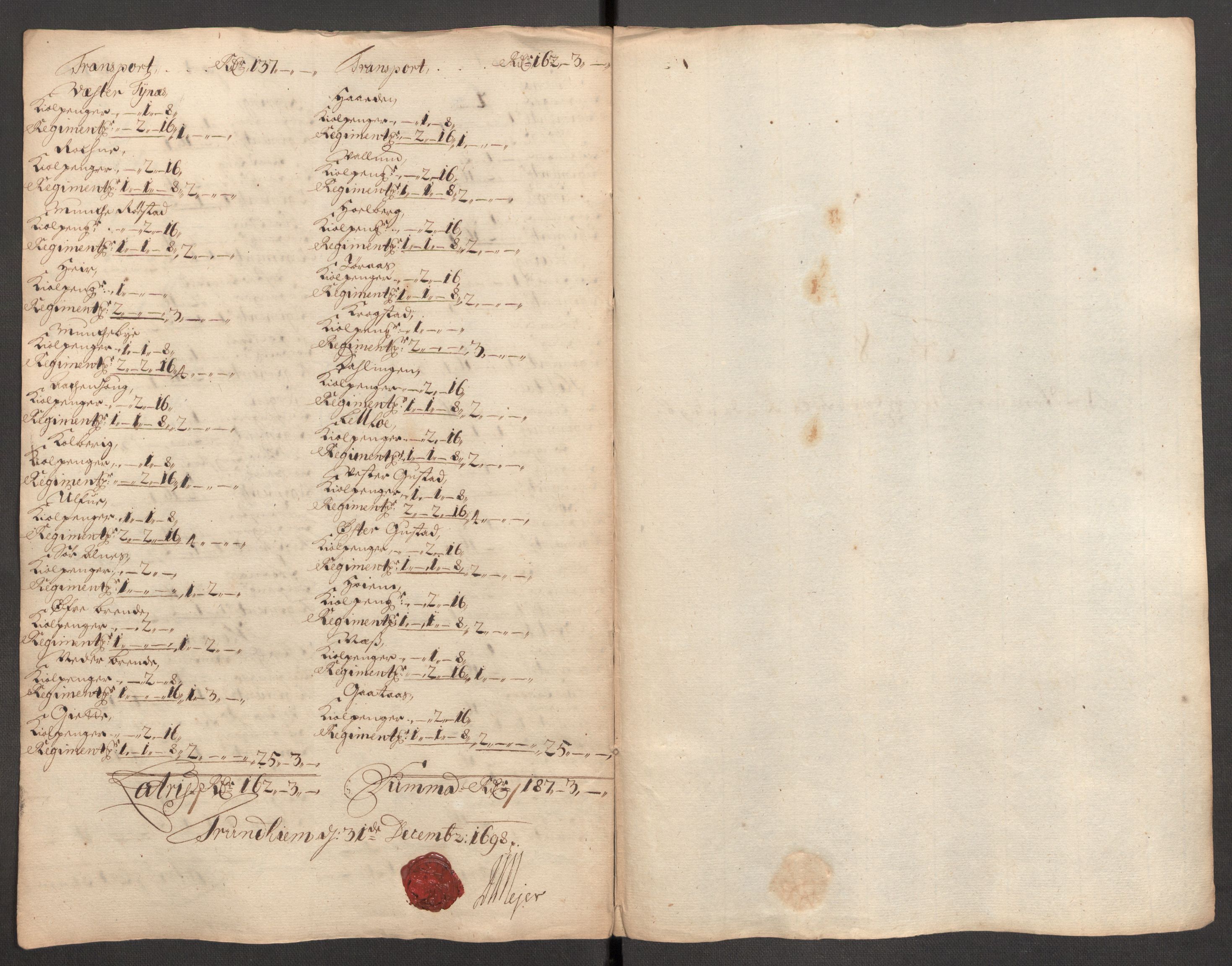 Rentekammeret inntil 1814, Reviderte regnskaper, Fogderegnskap, RA/EA-4092/R62/L4190: Fogderegnskap Stjørdal og Verdal, 1698, p. 202
