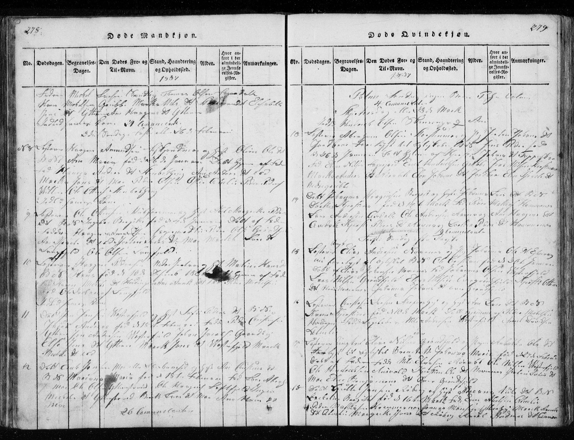Ministerialprotokoller, klokkerbøker og fødselsregistre - Nordland, AV/SAT-A-1459/827/L0412: Parish register (copy) no. 827C01, 1820-1841, p. 278-279