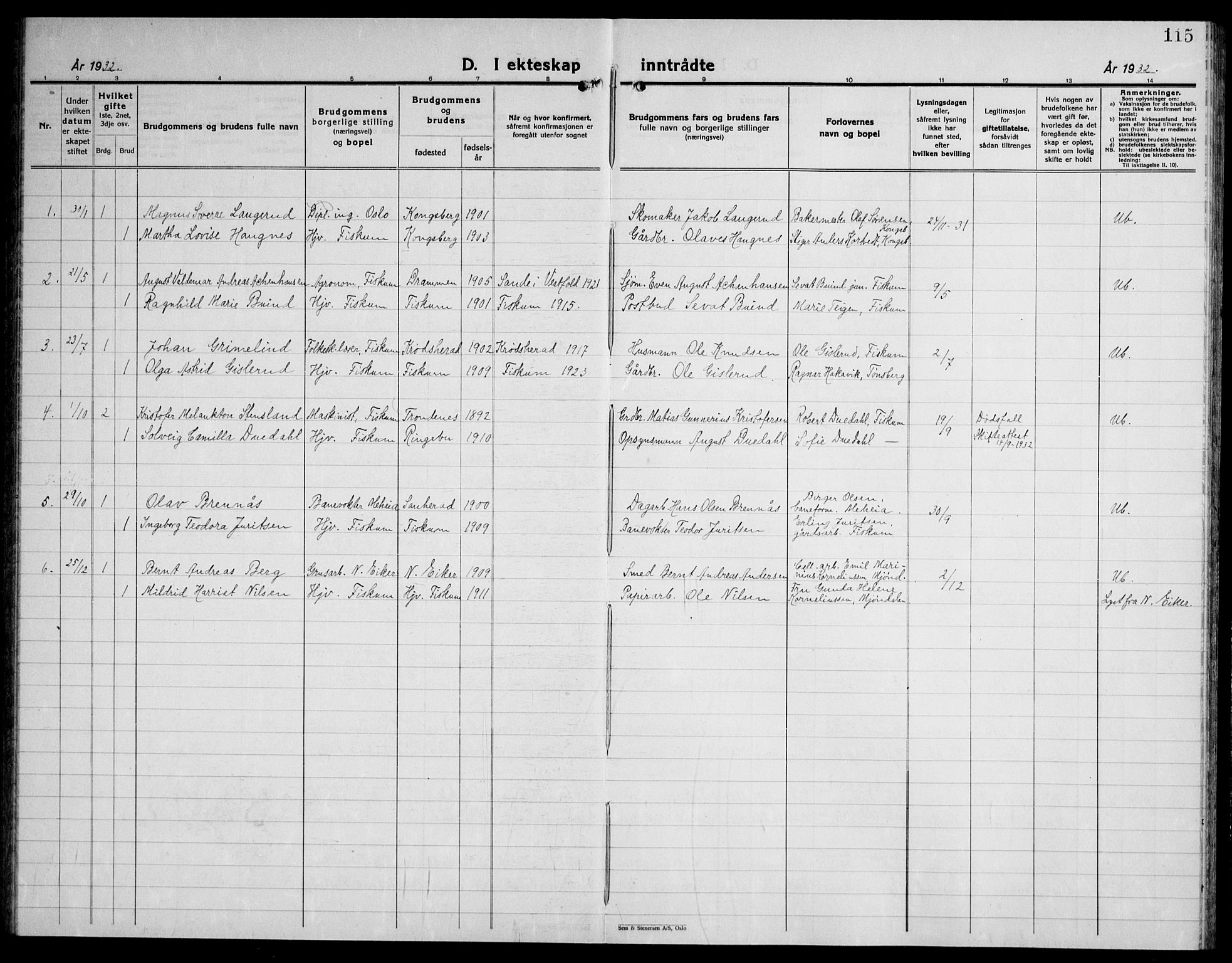 Fiskum kirkebøker, AV/SAKO-A-15/G/Ga/L0007: Parish register (copy) no. 7, 1928-1945, p. 115