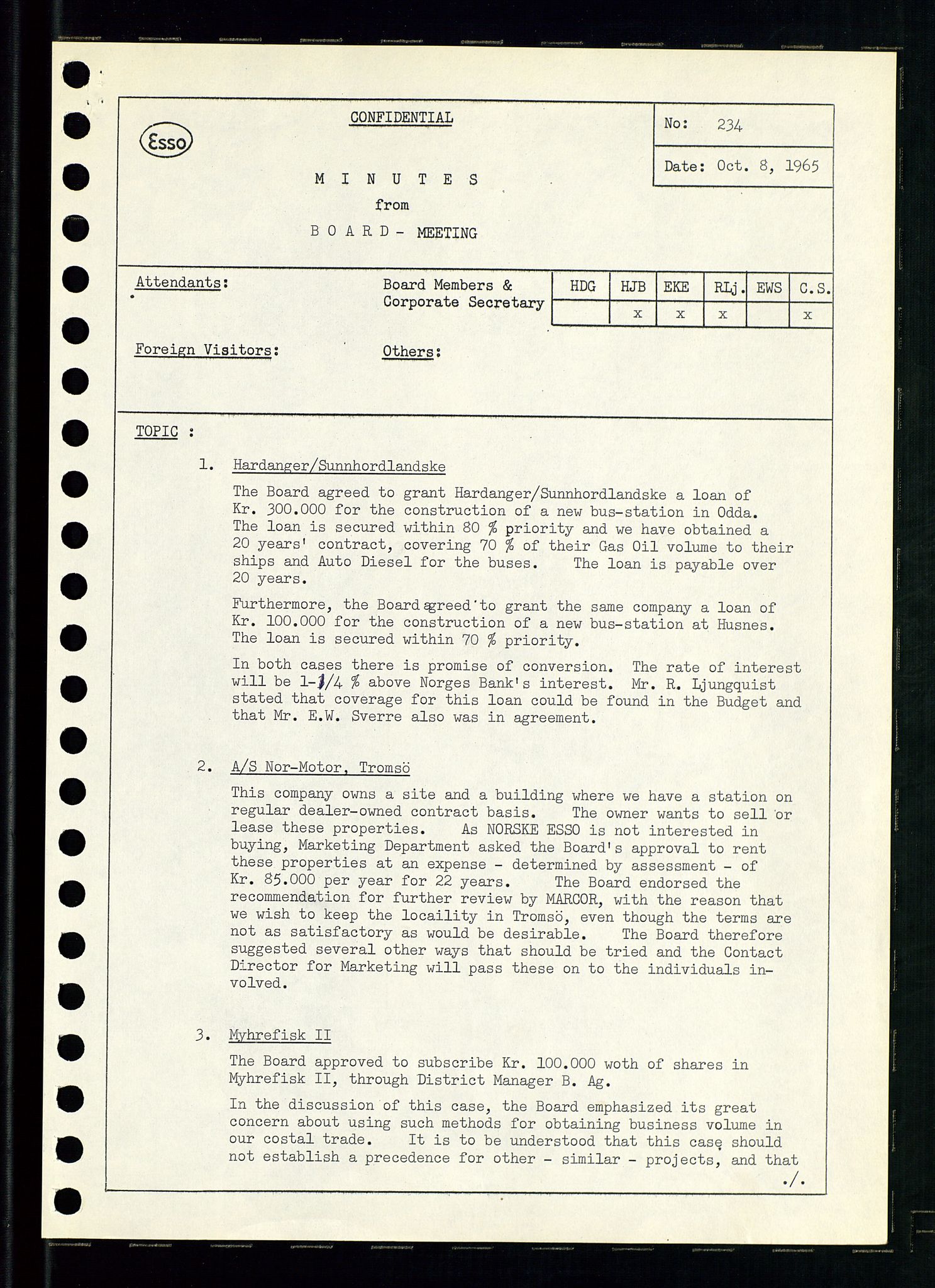 Pa 0982 - Esso Norge A/S, AV/SAST-A-100448/A/Aa/L0002/0001: Den administrerende direksjon Board minutes (styrereferater) / Den administrerende direksjon Board minutes (styrereferater), 1965, p. 40