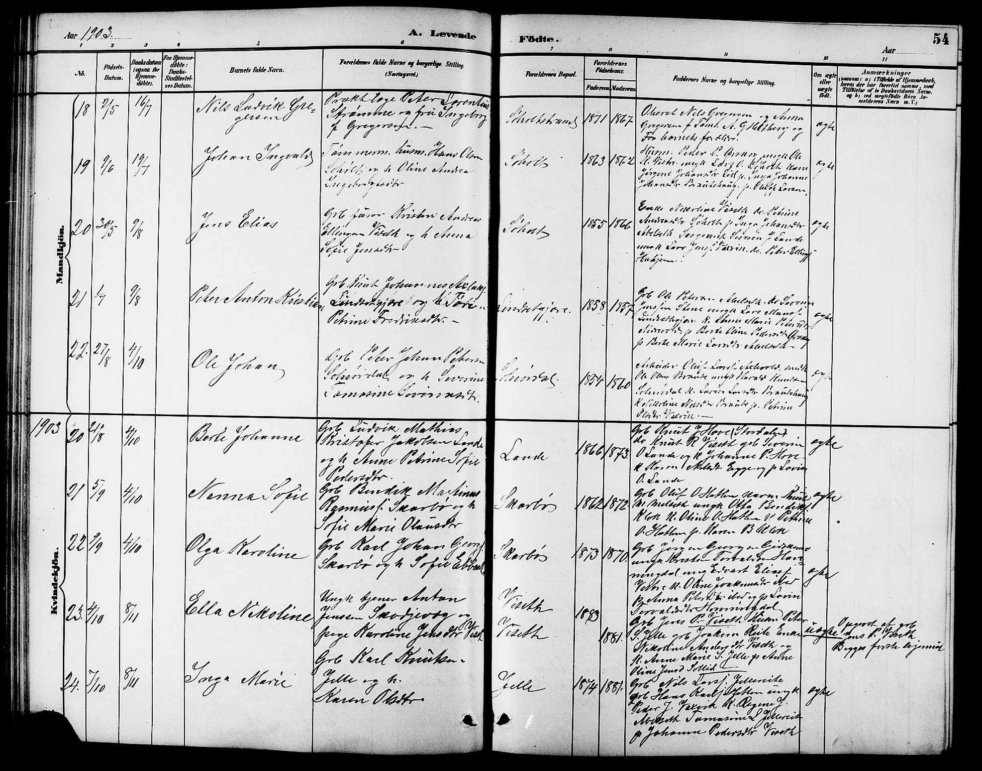 Ministerialprotokoller, klokkerbøker og fødselsregistre - Møre og Romsdal, AV/SAT-A-1454/522/L0327: Parish register (copy) no. 522C06, 1890-1915, p. 54