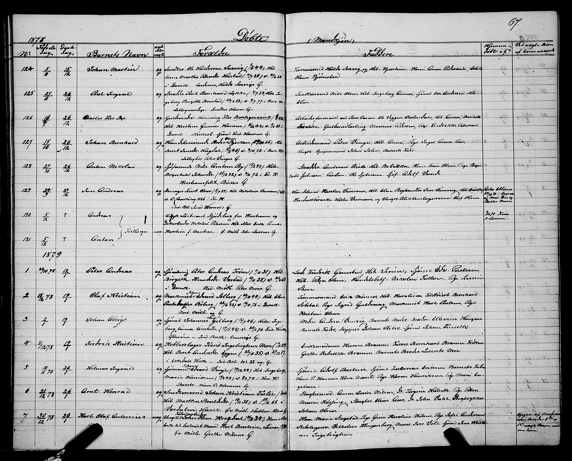 Ministerialprotokoller, klokkerbøker og fødselsregistre - Sør-Trøndelag, SAT/A-1456/604/L0220: Parish register (copy) no. 604C03, 1870-1885, p. 67