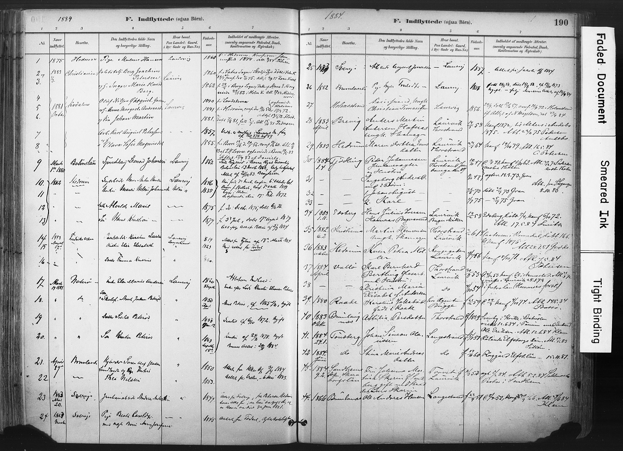 Larvik kirkebøker, SAKO/A-352/F/Fa/L0010: Parish register (official) no. I 10, 1884-1910, p. 190