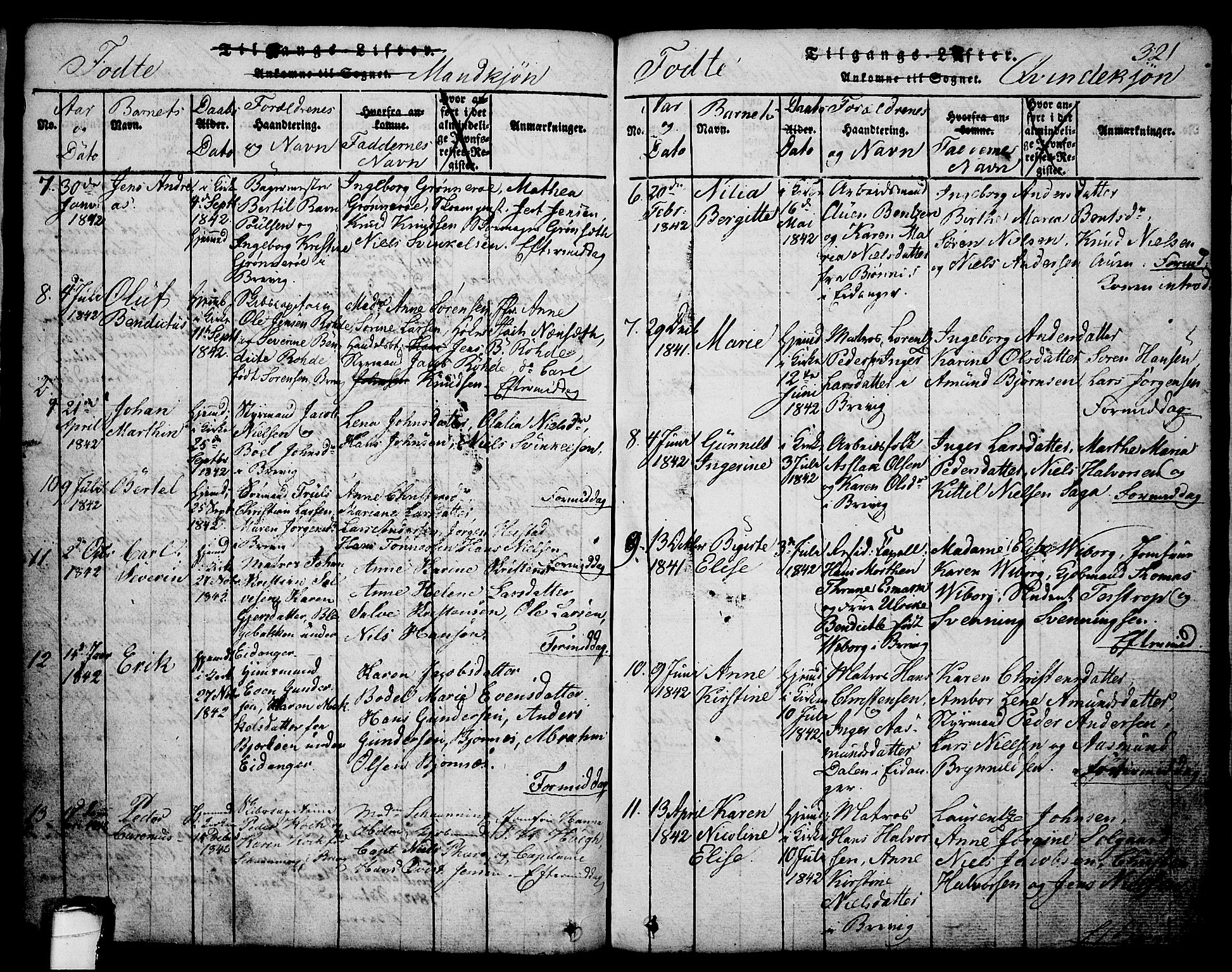 Brevik kirkebøker, SAKO/A-255/G/Ga/L0001: Parish register (copy) no. 1, 1814-1845, p. 321