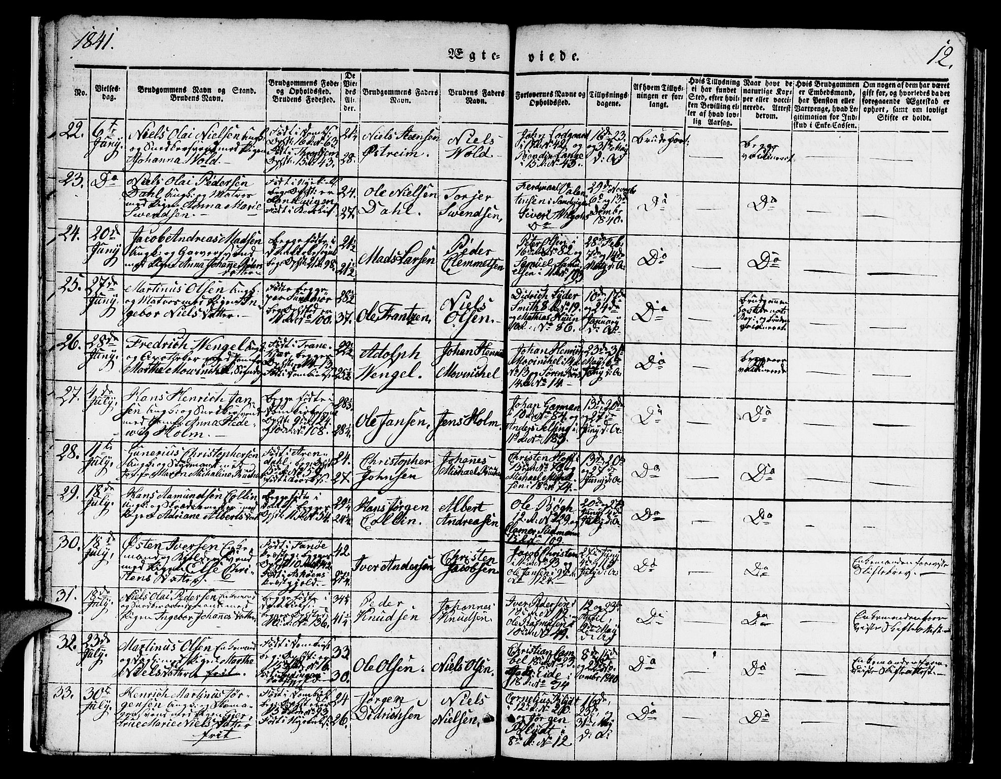 Domkirken sokneprestembete, AV/SAB-A-74801/H/Hab/L0029: Parish register (copy) no. D 1, 1839-1857, p. 12