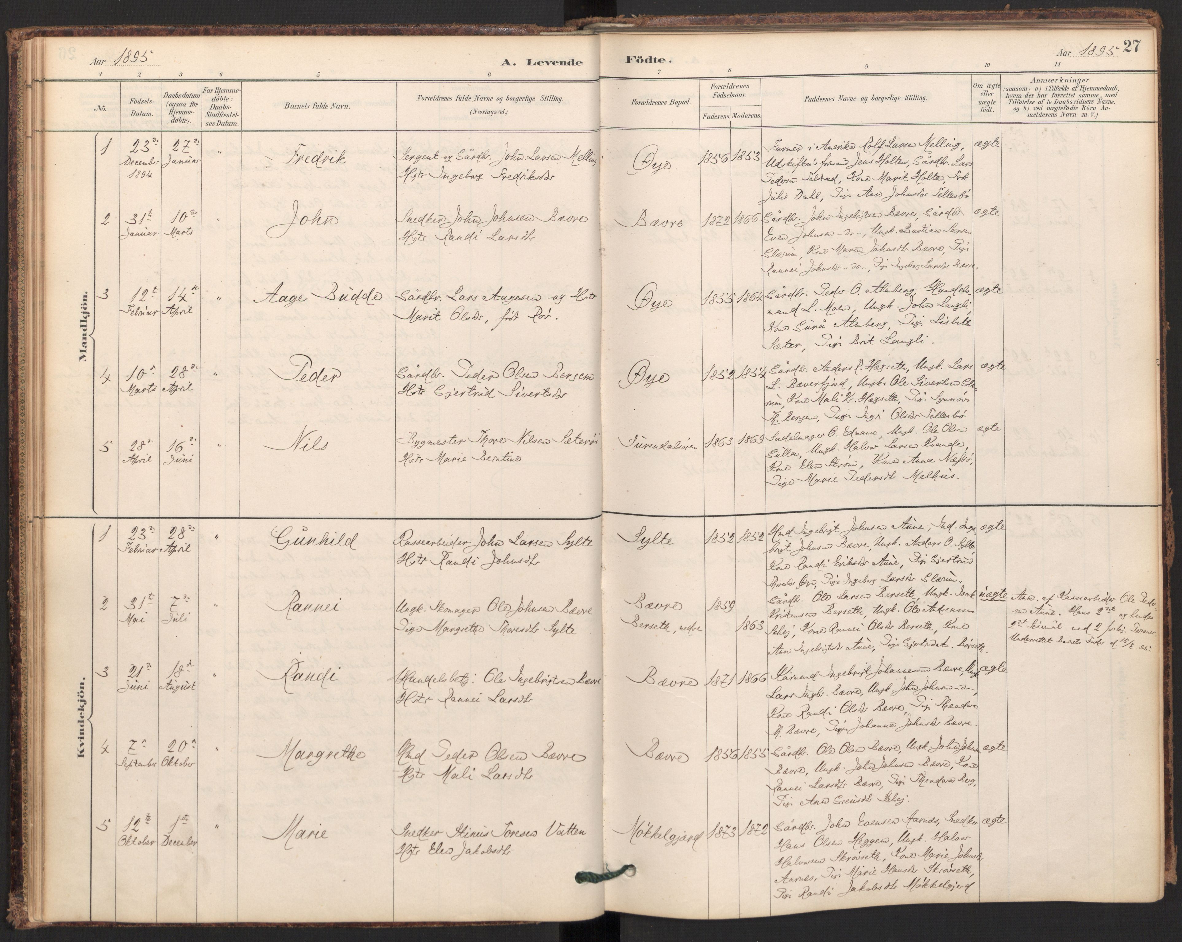 Ministerialprotokoller, klokkerbøker og fødselsregistre - Møre og Romsdal, SAT/A-1454/595/L1047: Parish register (official) no. 595A09, 1885-1900, p. 27