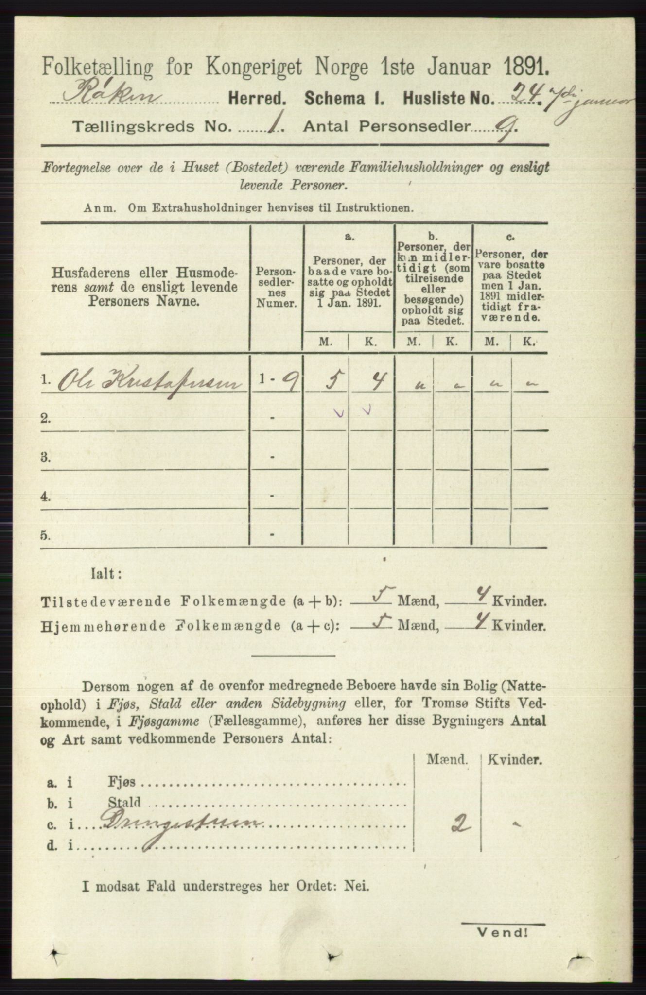 RA, 1891 census for 0627 Røyken, 1891, p. 46