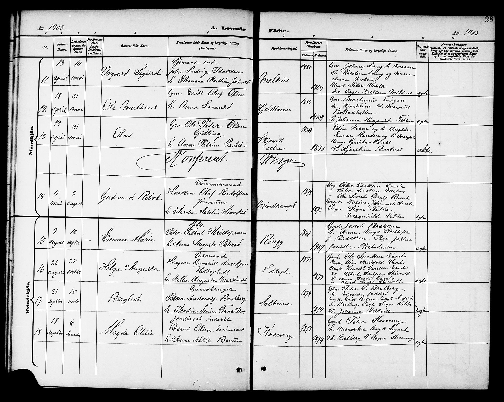 Ministerialprotokoller, klokkerbøker og fødselsregistre - Nord-Trøndelag, SAT/A-1458/741/L0401: Parish register (copy) no. 741C02, 1899-1911, p. 28