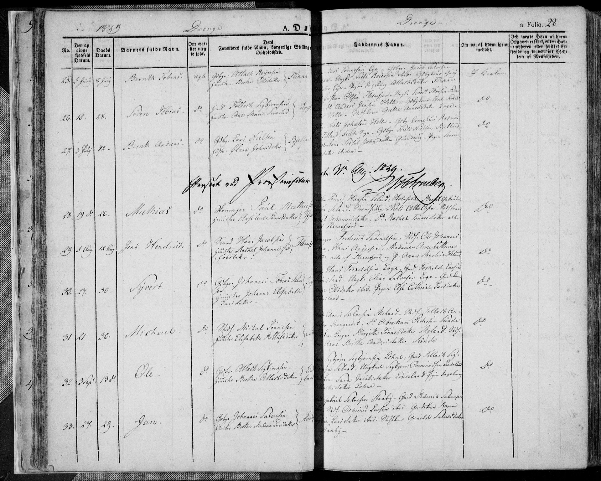 Flekkefjord sokneprestkontor, AV/SAK-1111-0012/F/Fa/Fac/L0003: Parish register (official) no. A 3, 1826-1841, p. 28