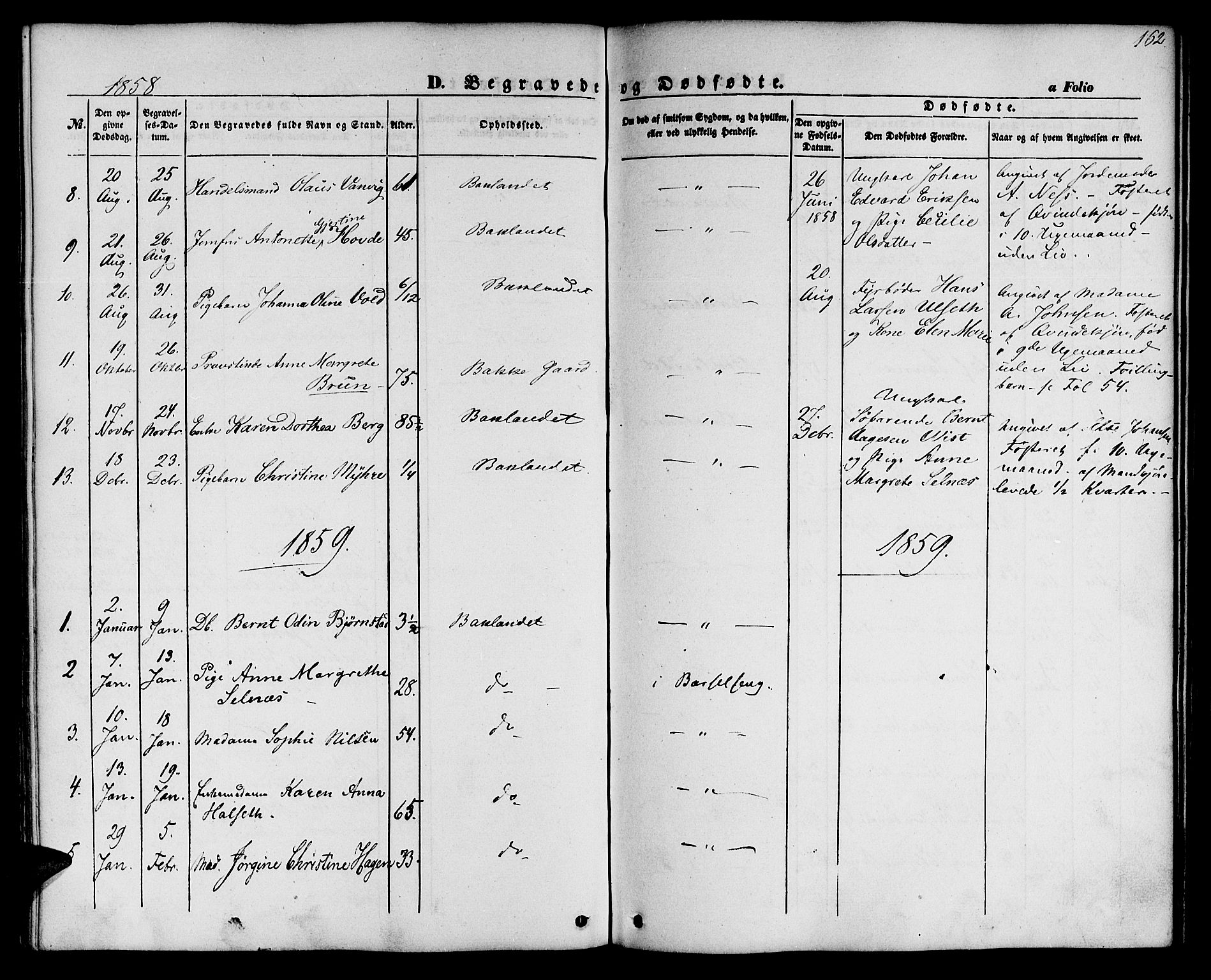 Ministerialprotokoller, klokkerbøker og fødselsregistre - Sør-Trøndelag, SAT/A-1456/604/L0184: Parish register (official) no. 604A05, 1851-1860, p. 162