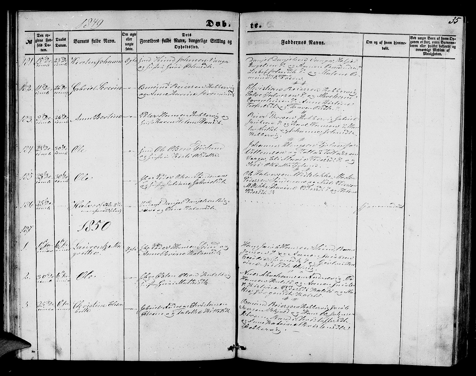 Avaldsnes sokneprestkontor, SAST/A -101851/H/Ha/Hab/L0002: Parish register (copy) no. B 2, 1848-1856, p. 35