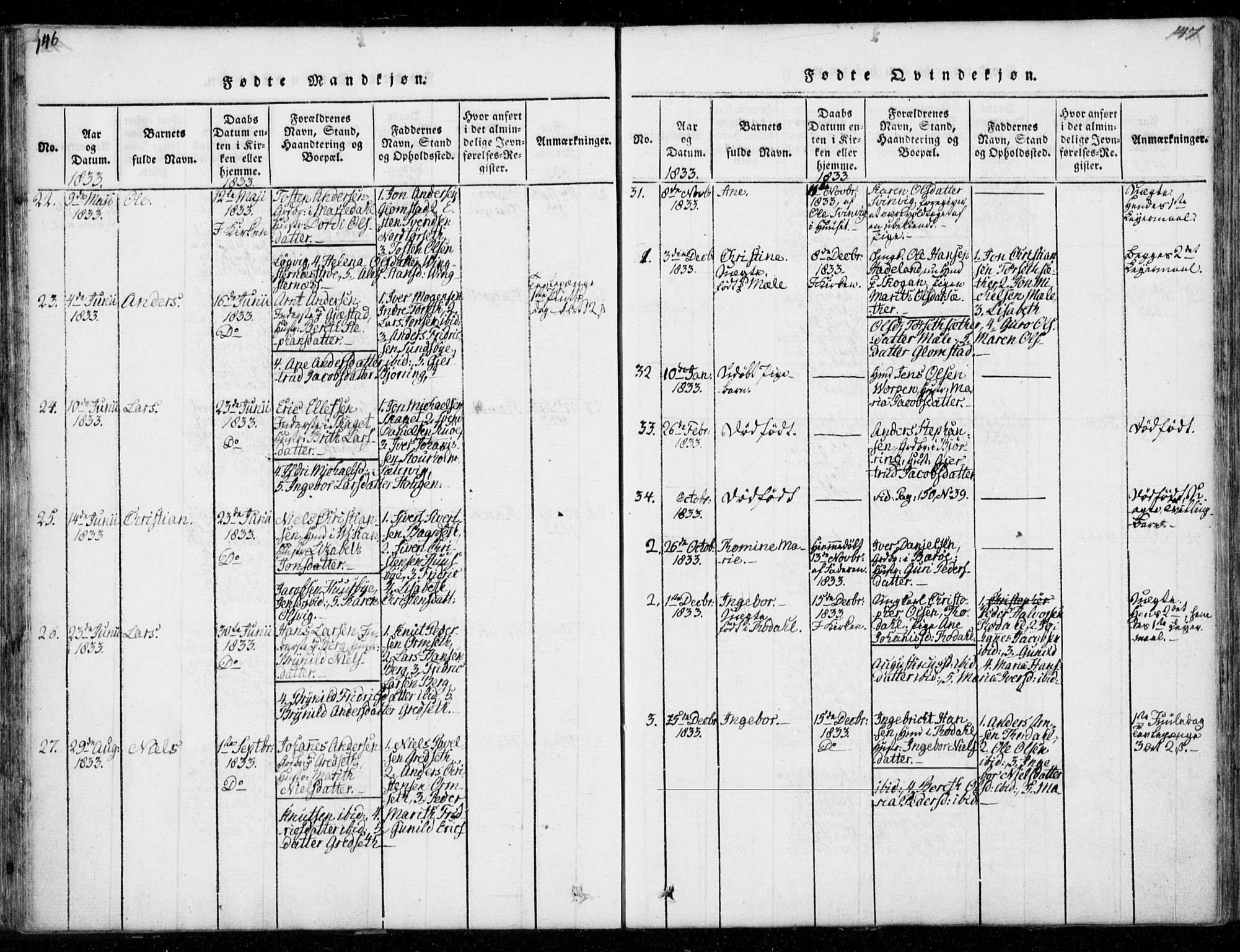 Ministerialprotokoller, klokkerbøker og fødselsregistre - Møre og Romsdal, AV/SAT-A-1454/578/L0903: Parish register (official) no. 578A02, 1819-1838, p. 146-147