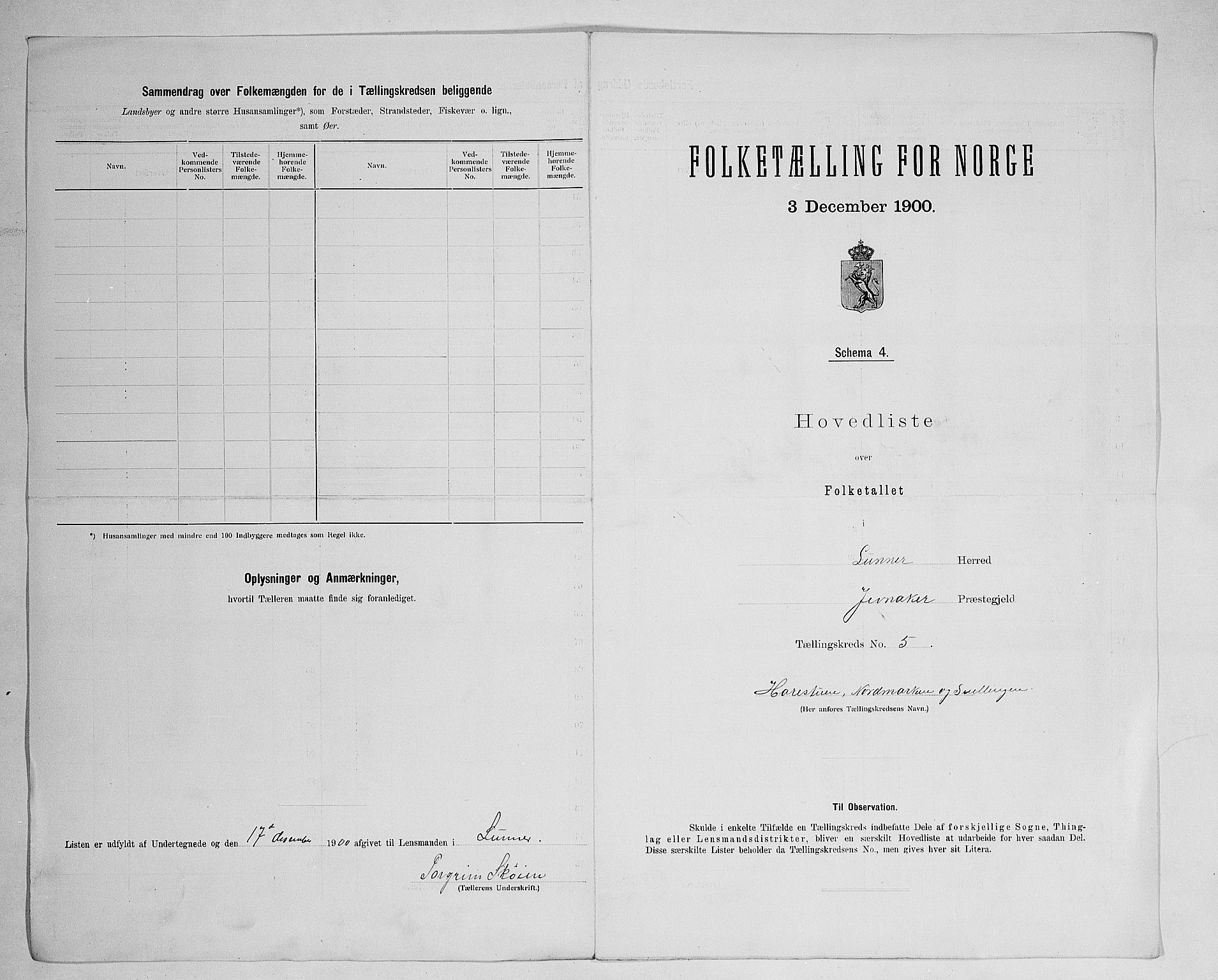 SAH, 1900 census for Lunner, 1900, p. 22