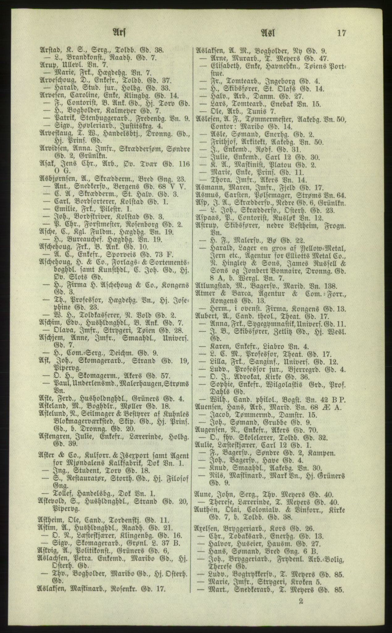 Kristiania/Oslo adressebok, PUBL/-, 1881, p. 17