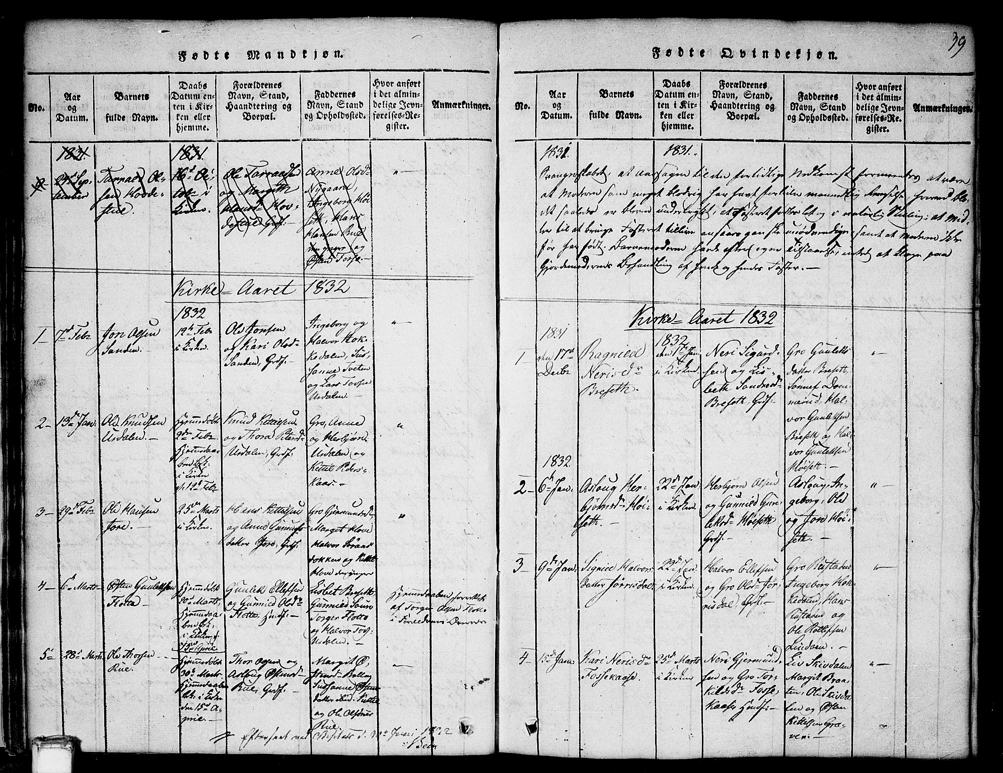 Gransherad kirkebøker, SAKO/A-267/G/Gb/L0001: Parish register (copy) no. II 1, 1815-1860, p. 39