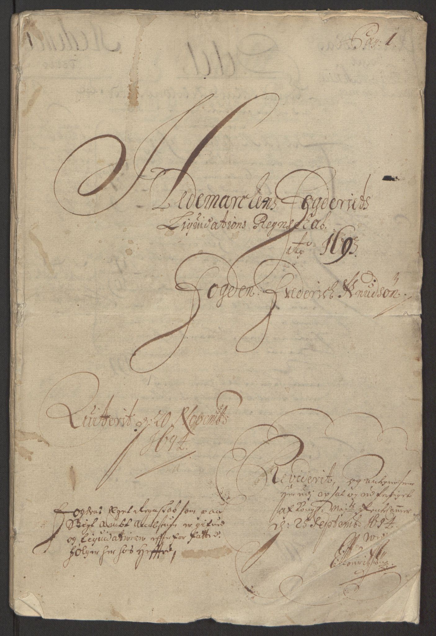 Rentekammeret inntil 1814, Reviderte regnskaper, Fogderegnskap, RA/EA-4092/R16/L1034: Fogderegnskap Hedmark, 1693, p. 3