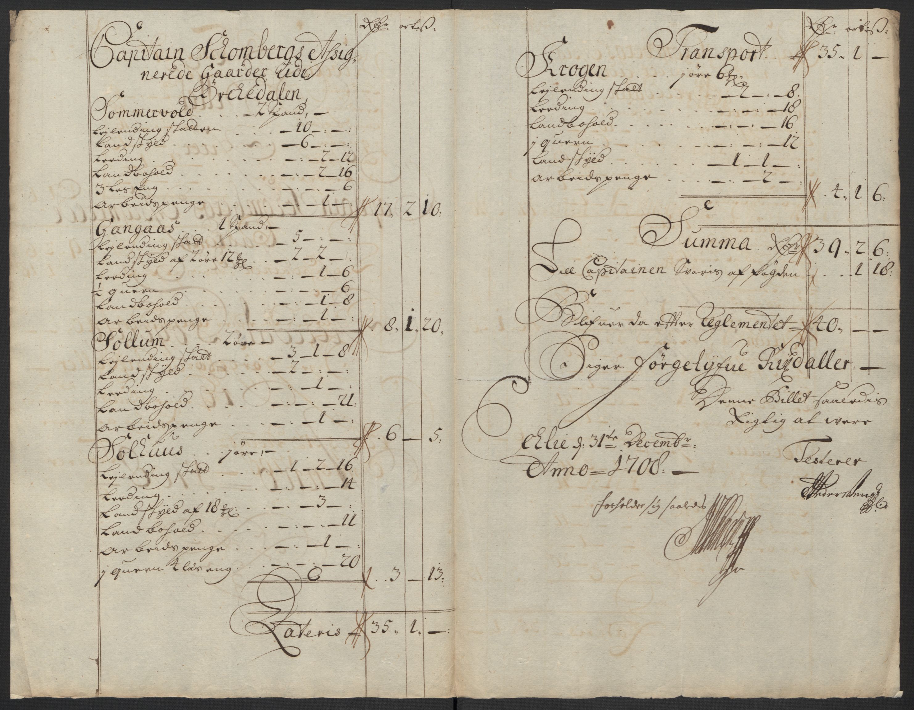 Rentekammeret inntil 1814, Reviderte regnskaper, Fogderegnskap, RA/EA-4092/R60/L3958: Fogderegnskap Orkdal og Gauldal, 1708, p. 343