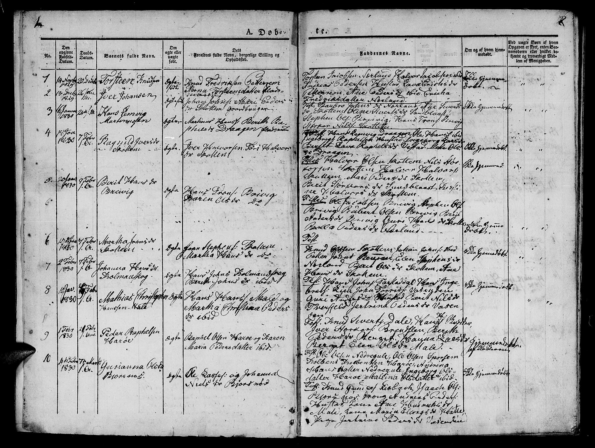 Ministerialprotokoller, klokkerbøker og fødselsregistre - Møre og Romsdal, AV/SAT-A-1454/566/L0765: Parish register (official) no. 566A04, 1829-1841, p. 1-2