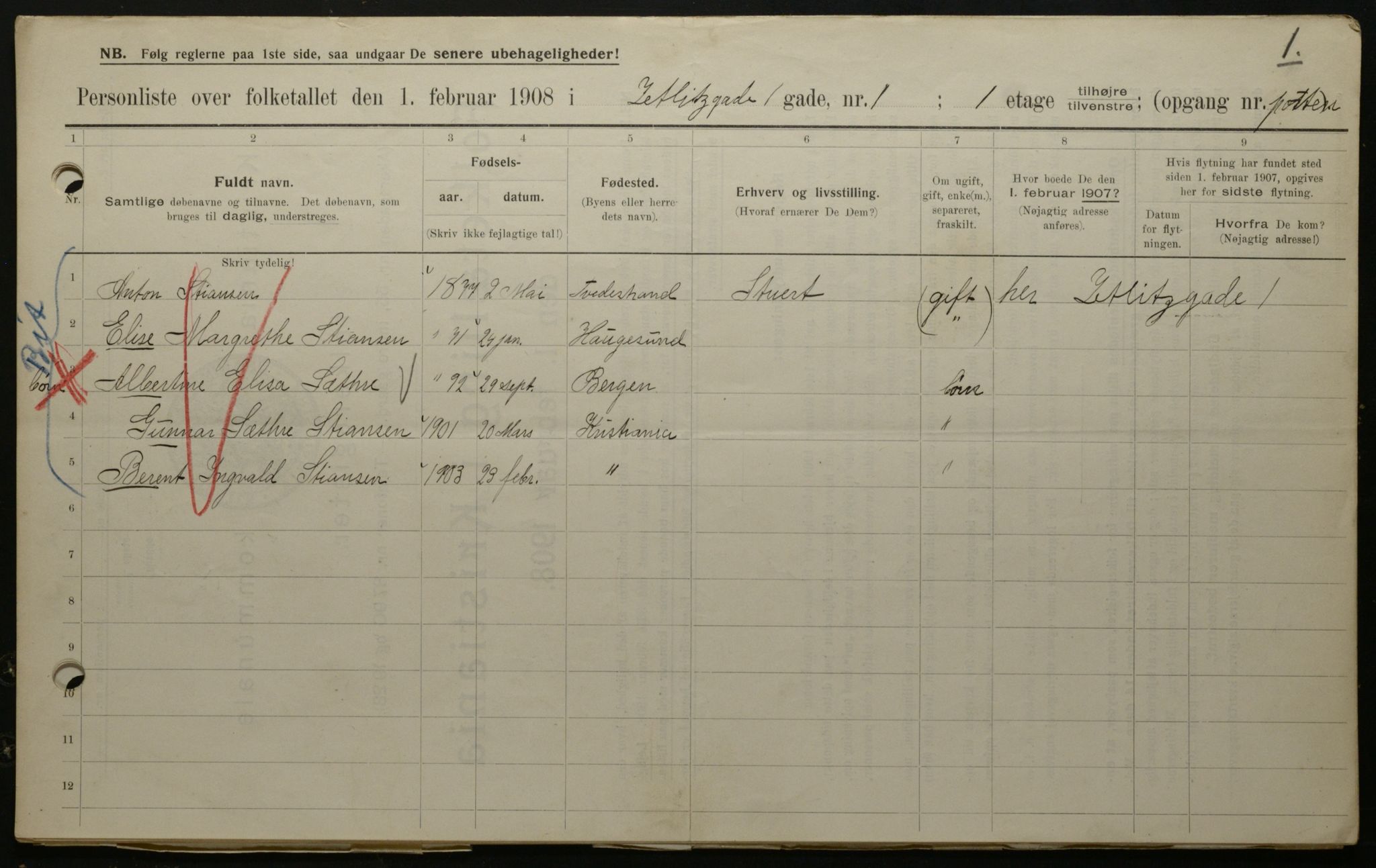 OBA, Municipal Census 1908 for Kristiania, 1908, p. 115483