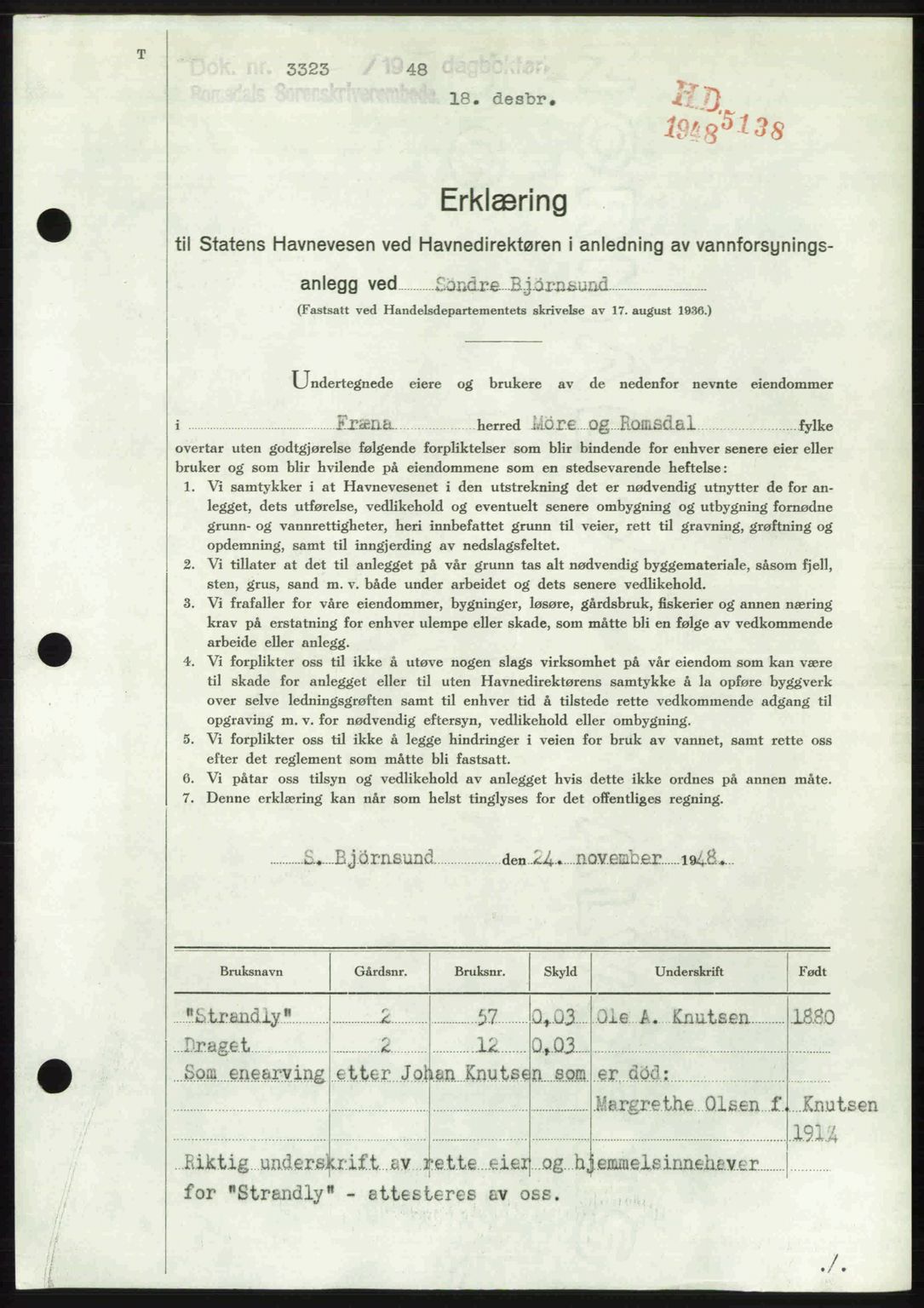 Romsdal sorenskriveri, AV/SAT-A-4149/1/2/2C: Mortgage book no. A28, 1948-1949, Diary no: : 3323/1948