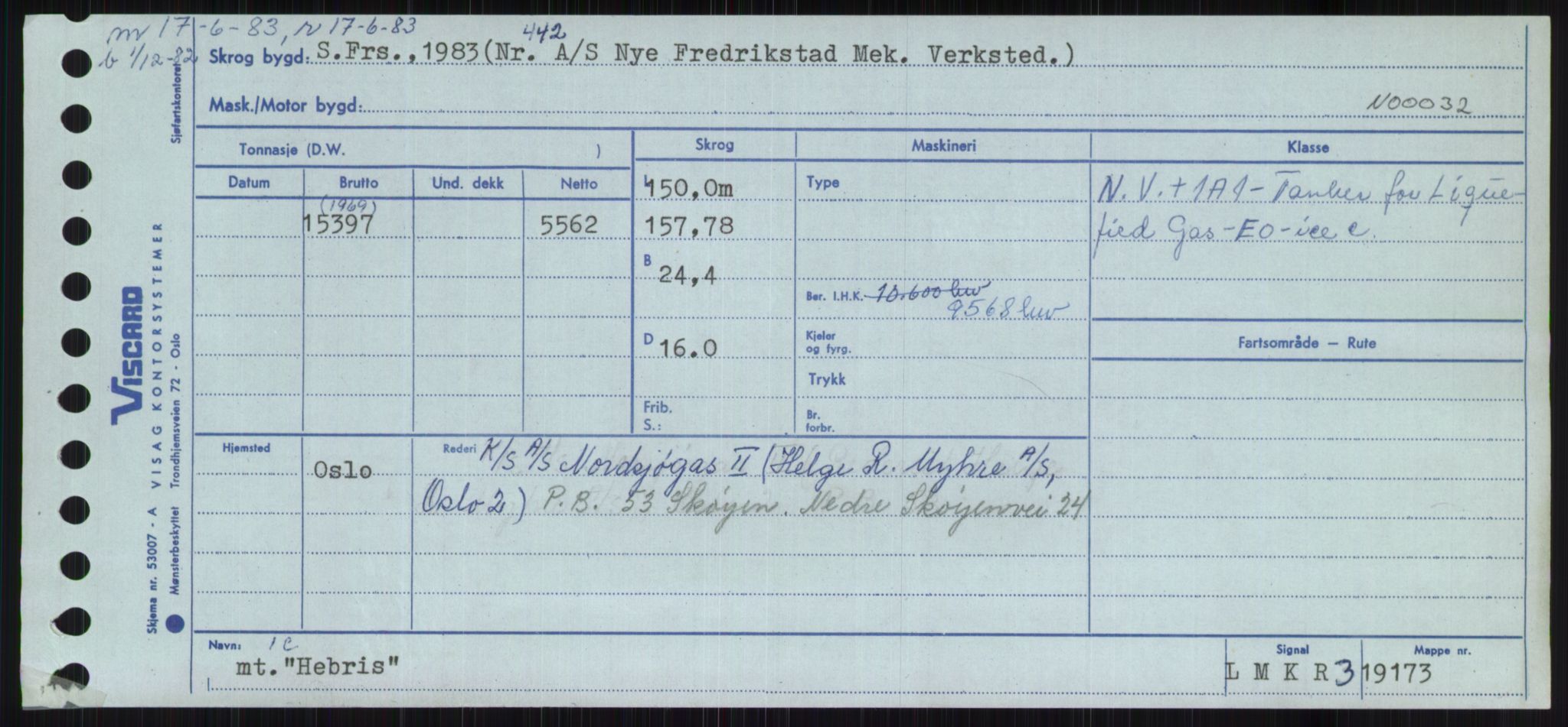 Sjøfartsdirektoratet med forløpere, Skipsmålingen, RA/S-1627/H/Ha/L0002/0002: Fartøy, Eik-Hill / Fartøy, G-Hill, p. 733