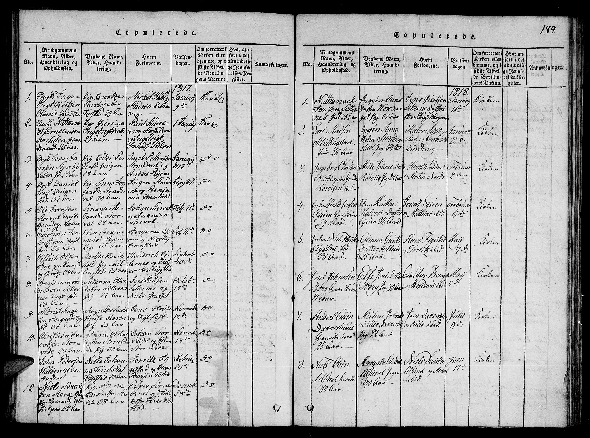 Ministerialprotokoller, klokkerbøker og fødselsregistre - Nord-Trøndelag, AV/SAT-A-1458/784/L0667: Parish register (official) no. 784A03 /1, 1816-1829, p. 189