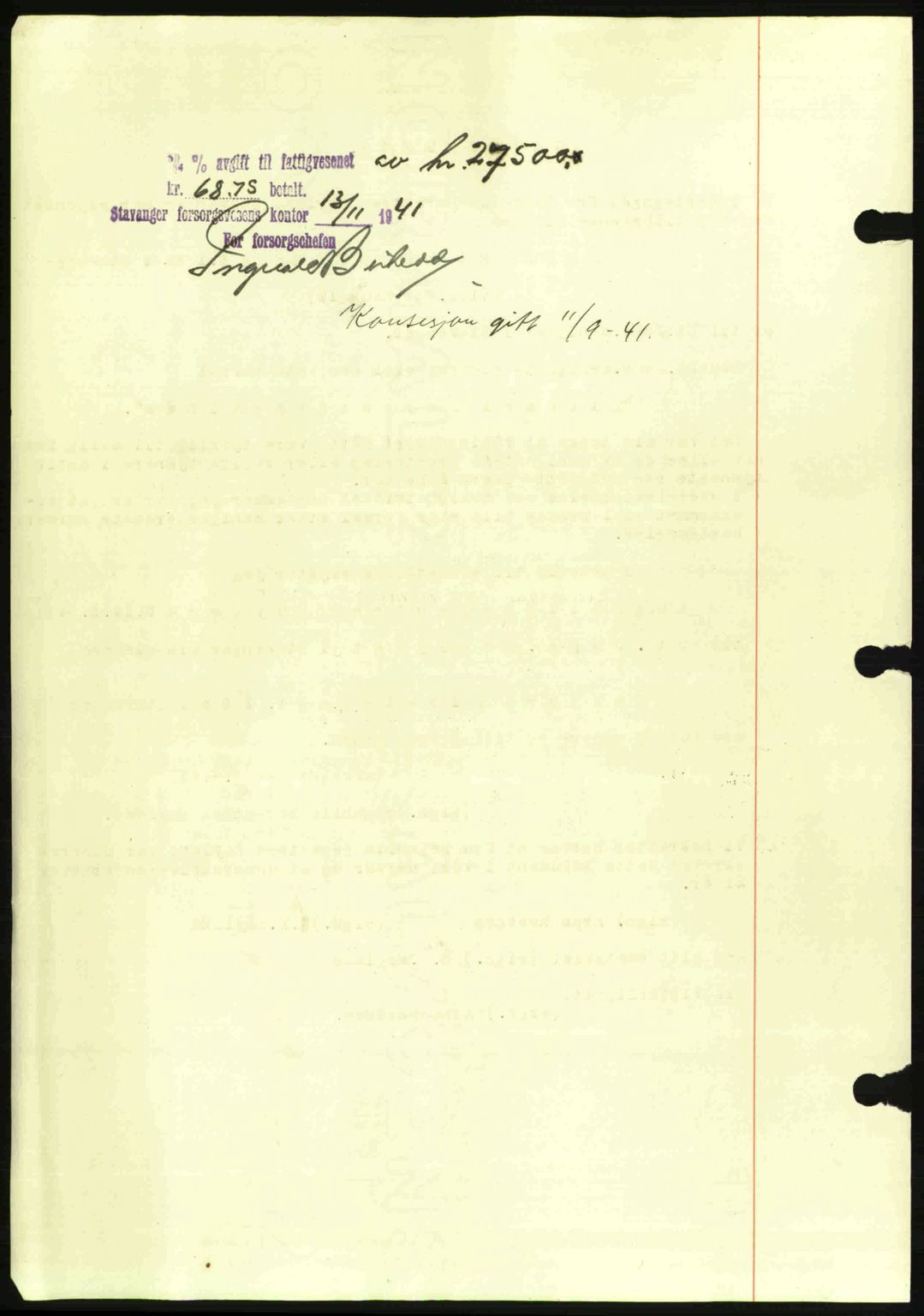 Stavanger byrett, AV/SAST-A-100455/002/G/Gb/L0017: Mortgage book no. A7, 1941-1943, Diary no: : 2447/1941