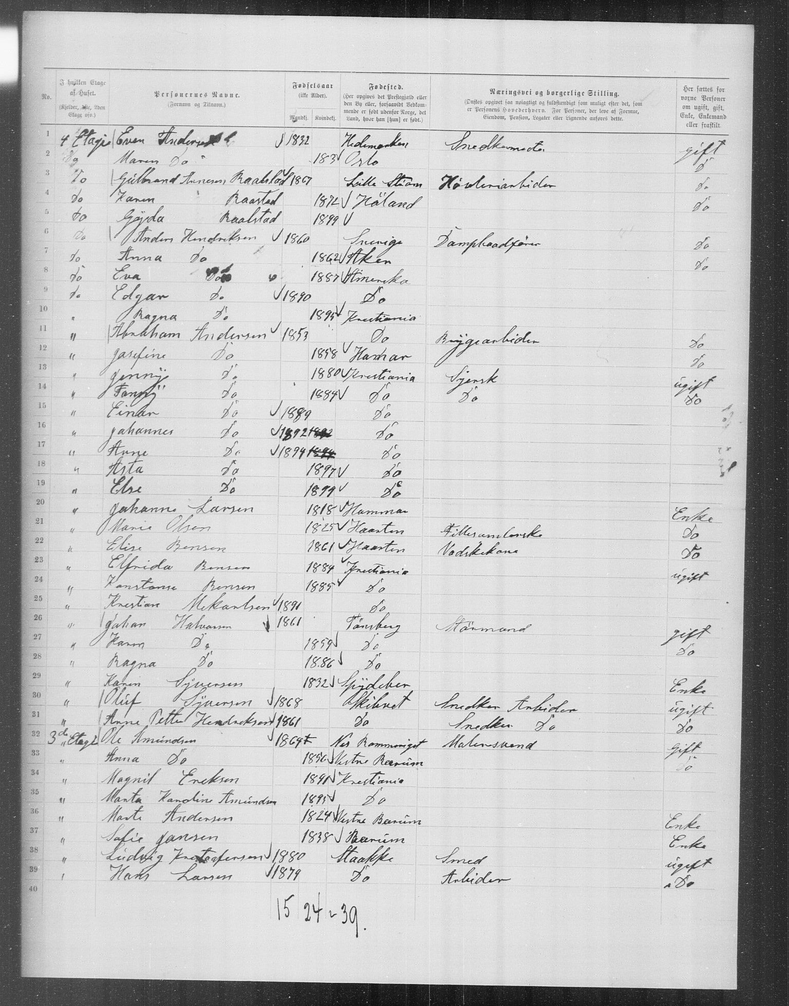 OBA, Municipal Census 1899 for Kristiania, 1899, p. 13837