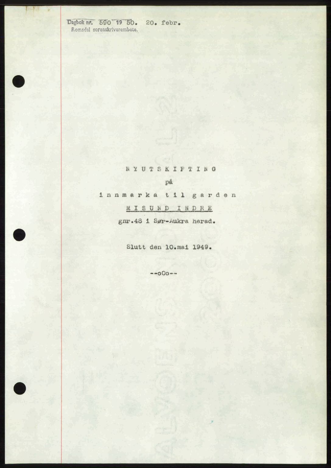 Romsdal sorenskriveri, AV/SAT-A-4149/1/2/2C: Mortgage book no. A32, 1950-1950, Diary no: : 590/1950